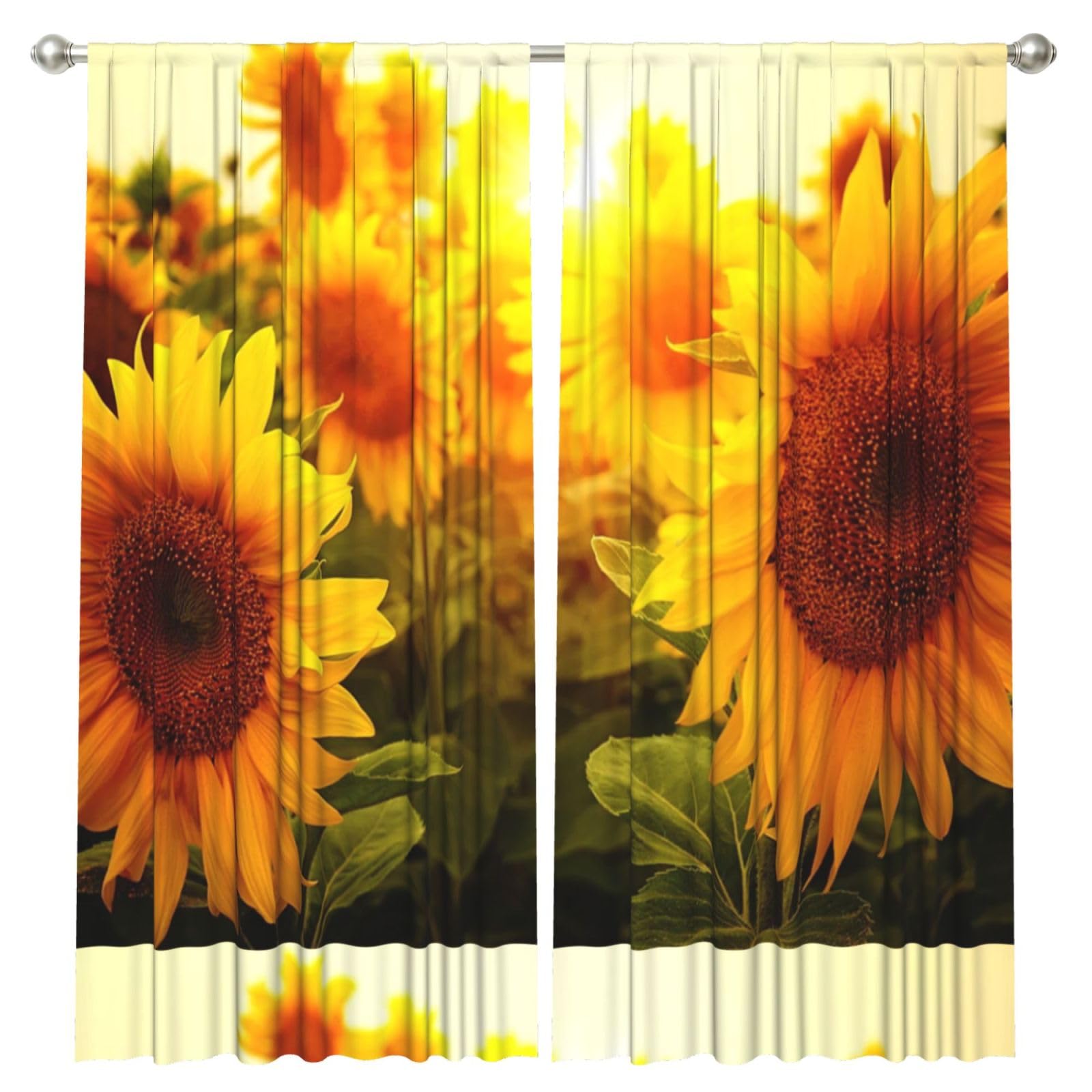 InOmak Sunflower, 2 Panels Window Curtains 52 x 84 Inch Blackout Curtains for Living Room Bedroom