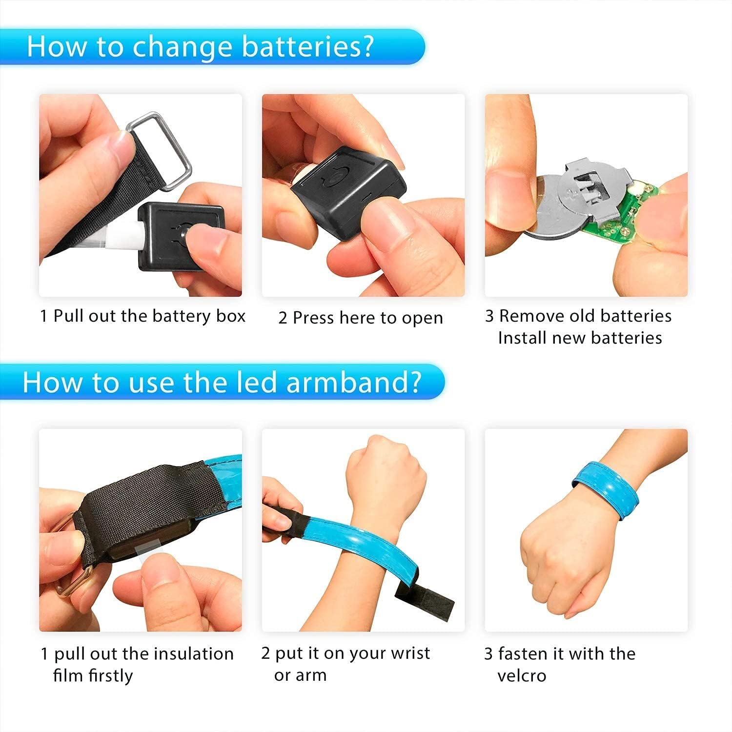 Bracciale a LED, 4 pacco lampeggiante riflettente LED Bracciale di sicurezza Bracciale Brandband Glow Sport LED Braccialetto for la notte in esecuzione, jogging, ciclismo, cane che cammina e esercizio