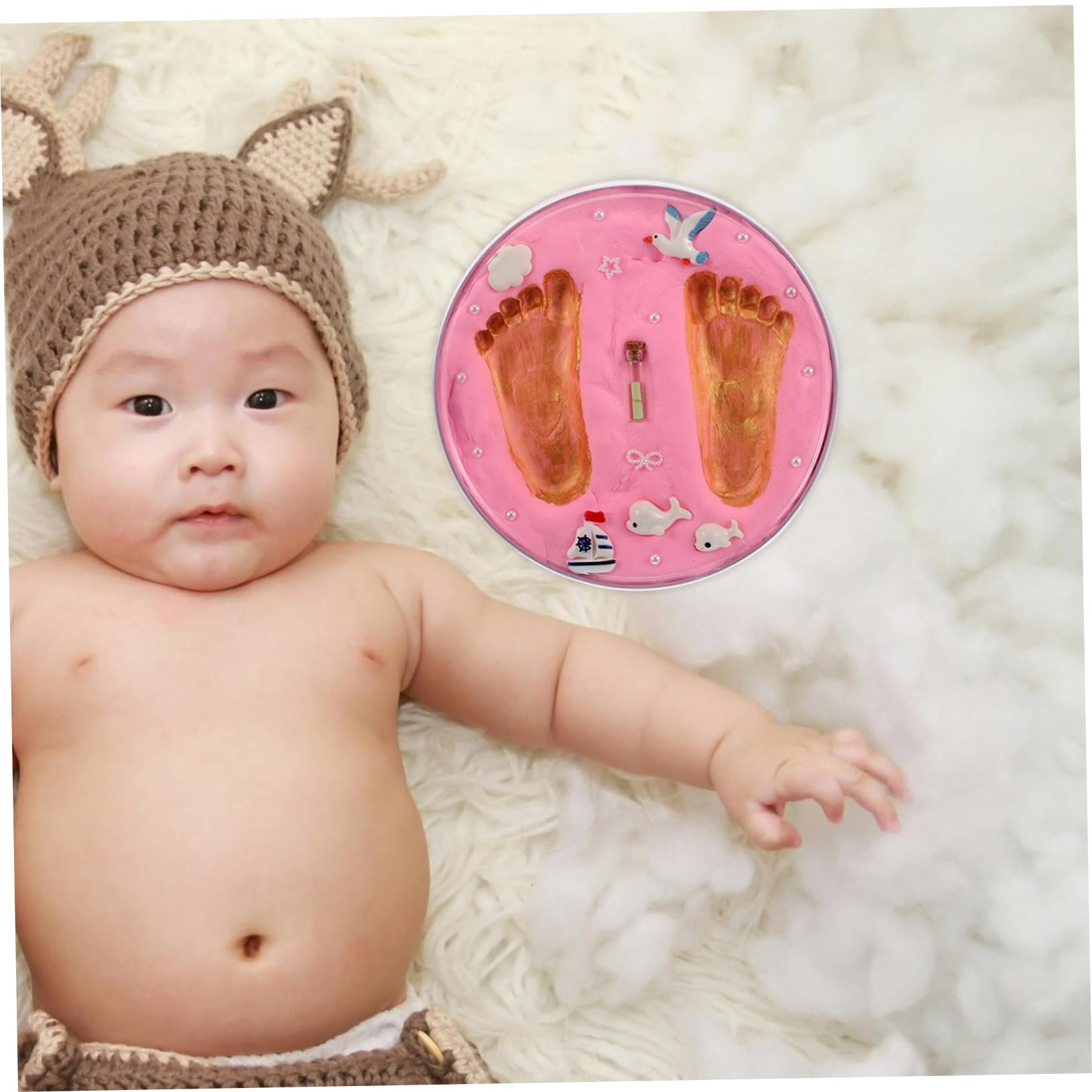 Vaguelly Kit de Huellas para Ñiño Recién Nacido, Huellas de Manos y Pies, Impresión Clara y Detallada, se Seca sin Desvanecerse, Recuerdo para 100 Días