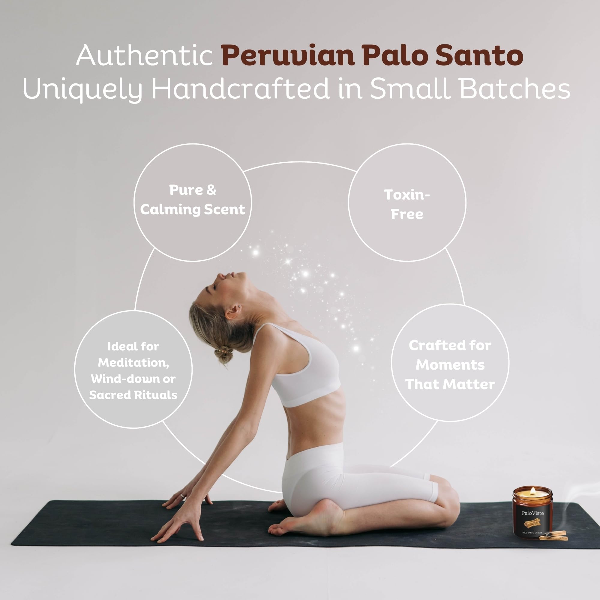 Palo Santo Premium-Kokosnusswachskerze, 237 ml, 60 Stunden Brenndauer, knisternder Holzdocht, handgefertigtes Geschenk, paraffinfreie Luxus-Aromatherapie für Zuhause und Wellness