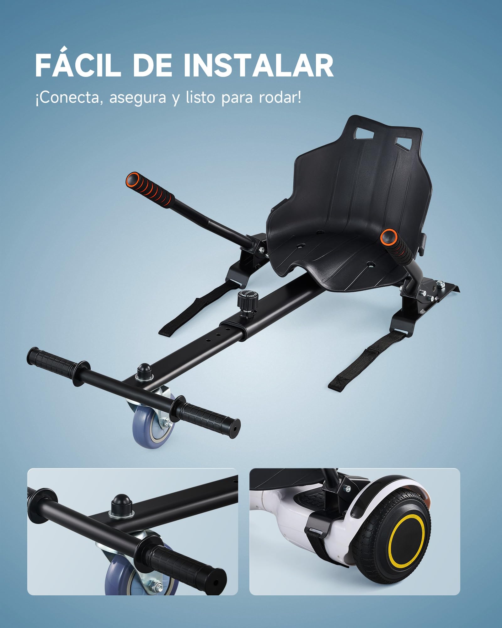 CO-Z Silla de Hoverboard Compatible para Adultos Hoverkart para Patiente Eléctrico de 17cm 20cm 25cm Asiento de Hoverboard Ajustable para Diversión