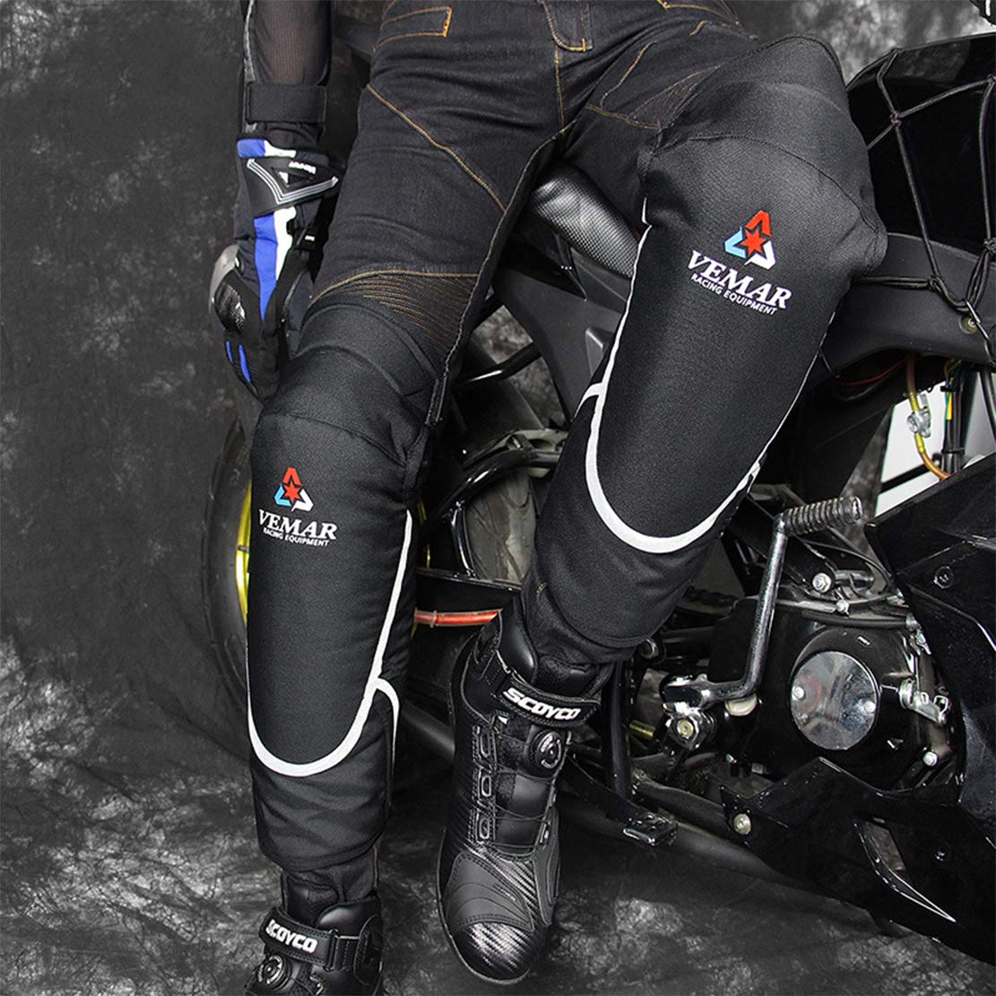 AKT Ginocchiere per Moto Ginocchiera Invernale Calda Ginocchiere Spesse Design Riflettente per Motocross Sciare Skateboard