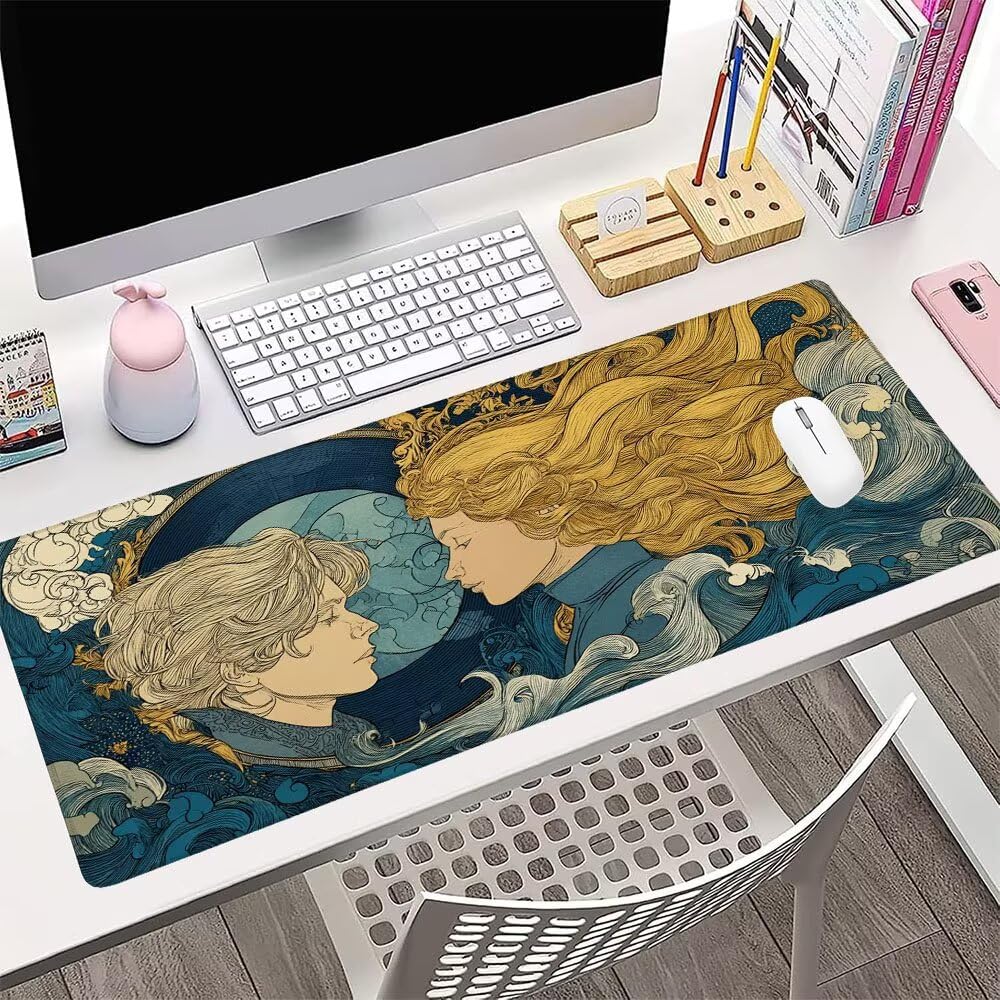 Alfombrilla de Mouse para Juegos, Giallo, XXL, Antideslizante, Impermeable, Diseño de Astratto, Extendido, Grande, 1200x600x3mm, para PC, Laptop, Ufficio, Famiglia d-558