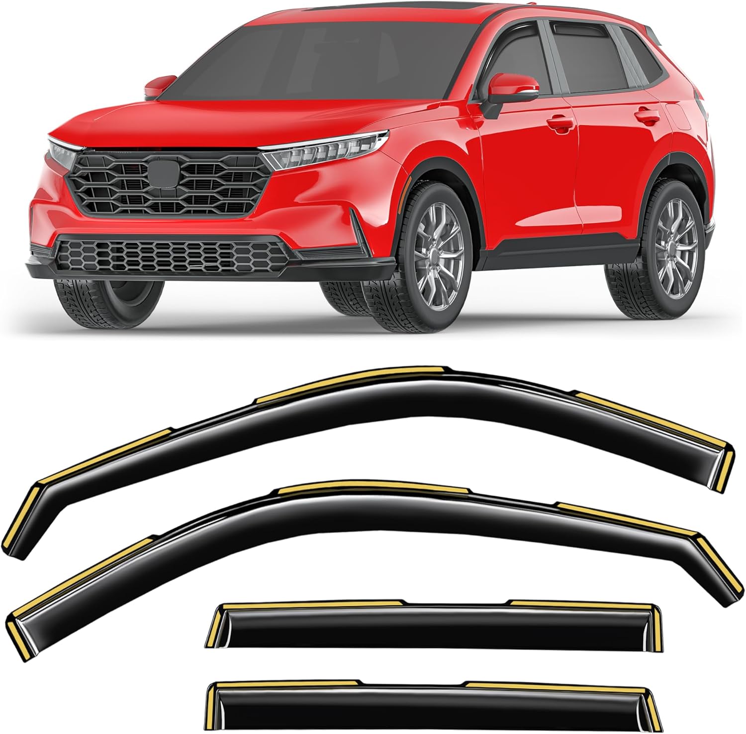 in-Channel Window Rain Guards Fit for Honda CR-V CRV C-RV 2023 2024 2025 2026 Extra Durable Deflectors Window Vent Visors Shades Exterior Car Accessories Fit for 2023 2024 2025 2026 Honda CRV