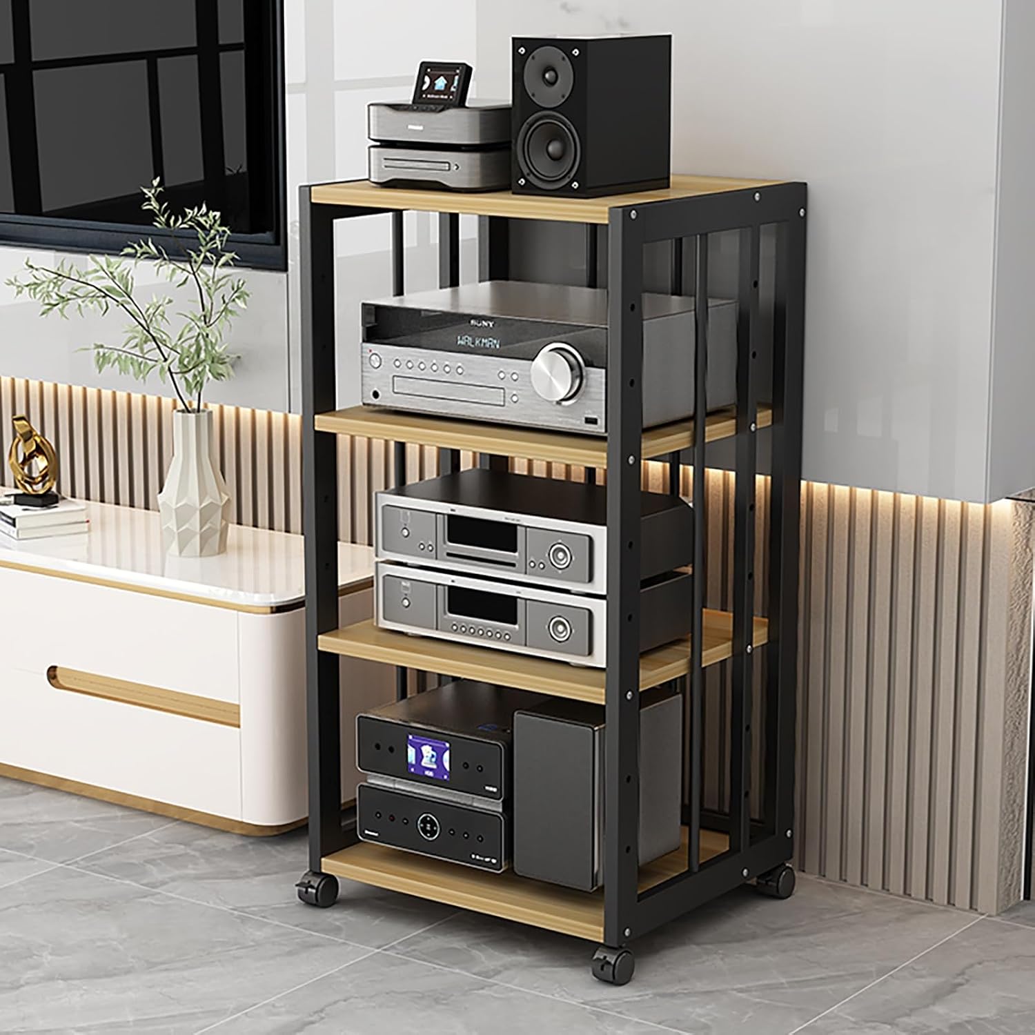 Amazon.com: ZIHESY 4-Tier AV Media Stand Component Cabinet Rack Audio ...