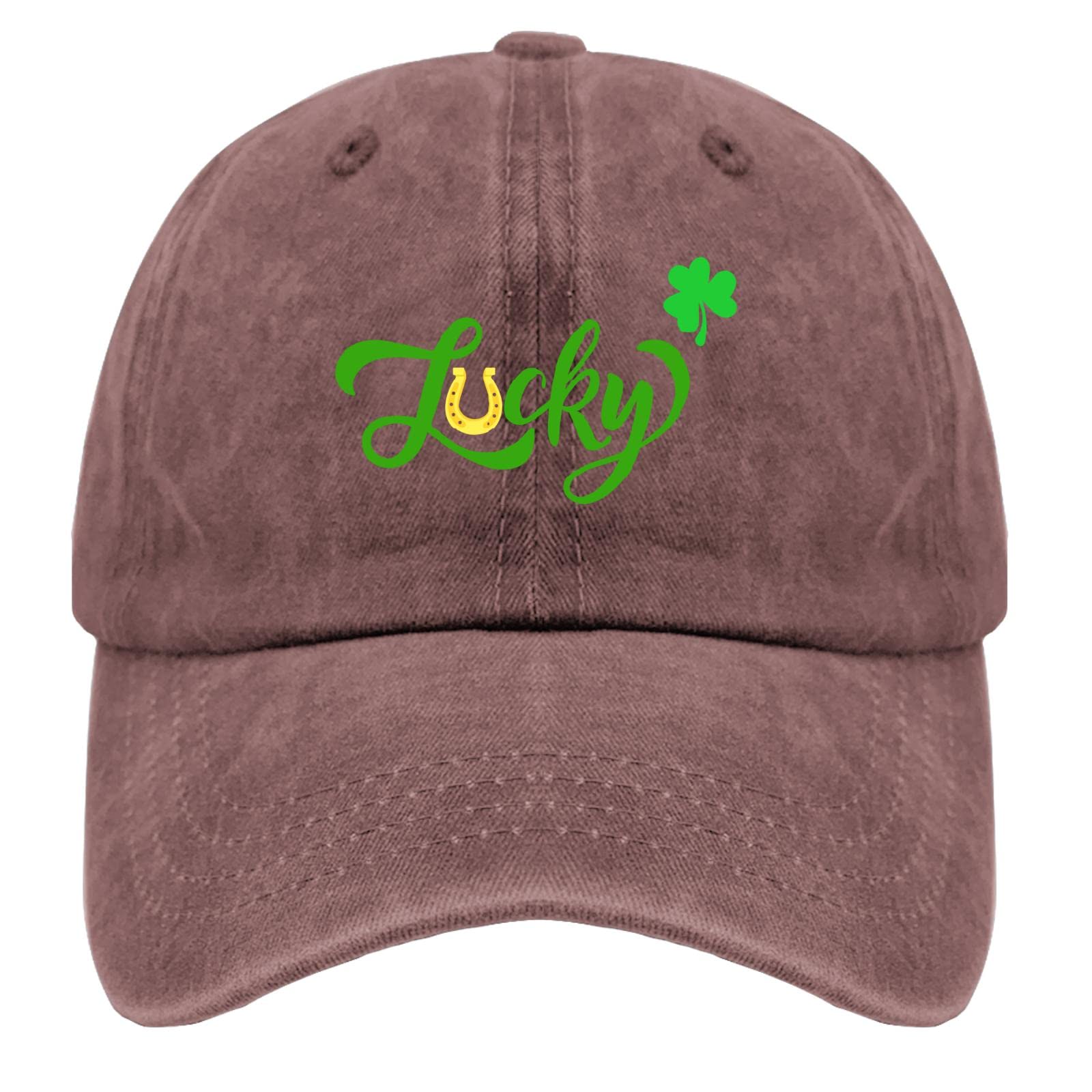 TKPA MOLDad Hat Cute St Patricks Day Lucky Horseshoe Trucker Hats for Men Retro Washed Cotton Adjustable