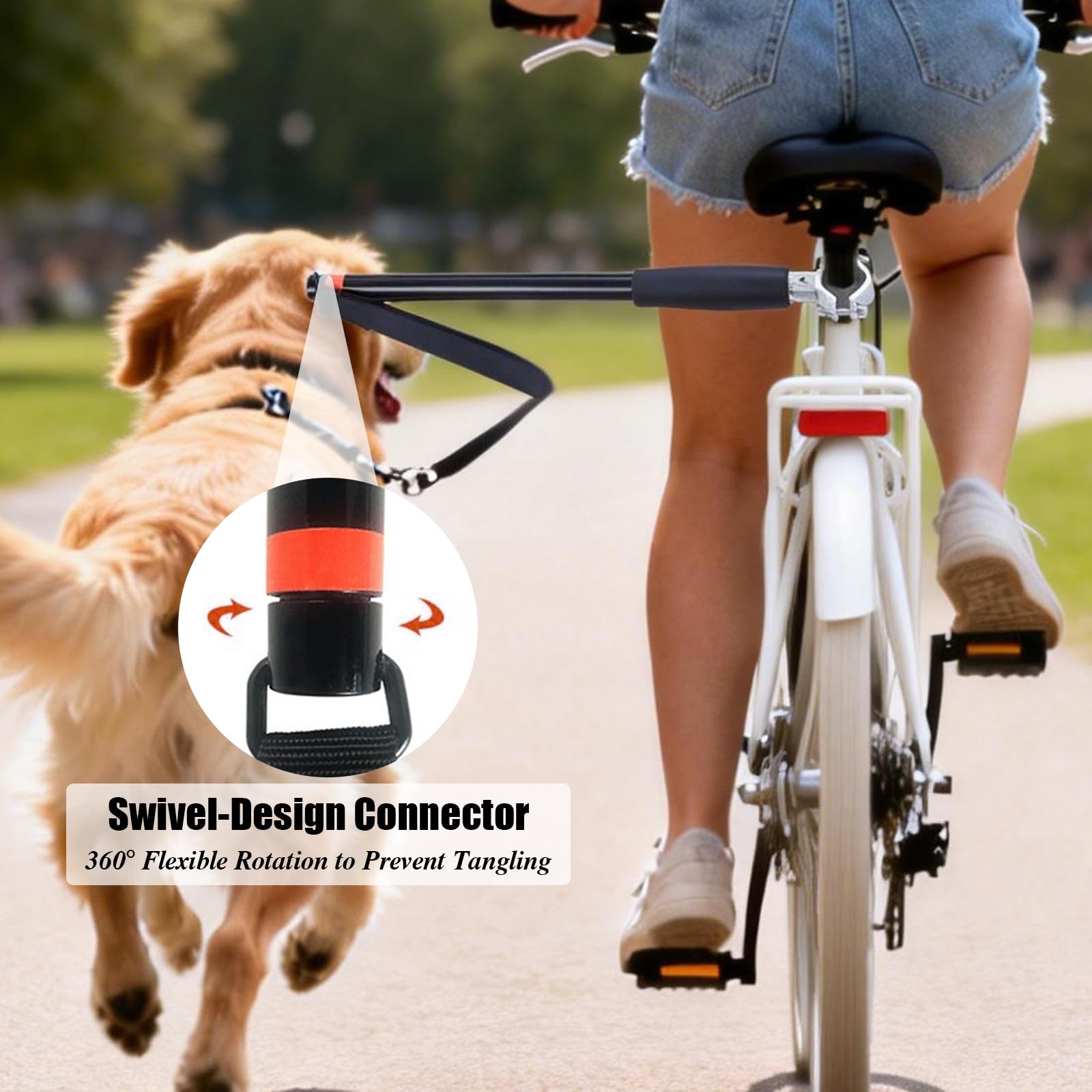 Fahrradleine für Hunde: Hundeleine Fahrrad mit Stoßfeder und Abstandhalter, Hände frei Fahrrad-Hundeleine, Einfache Installation und Demontage Hundeleine für Radfahren, für Fahrrad und Traini