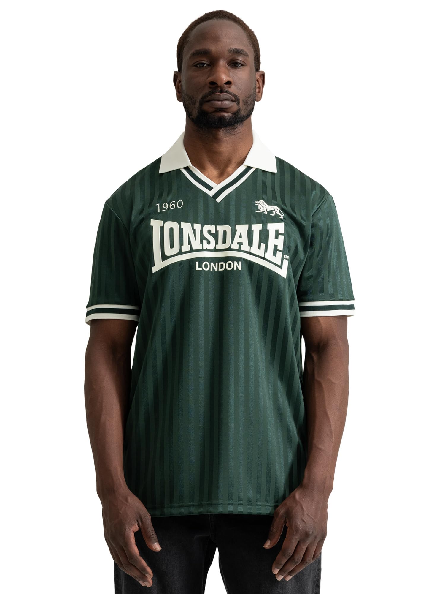 Lonsdale Męska koszulka o normalnym kroju FOOTDEE, zielona butelka, ecru, 3XL
