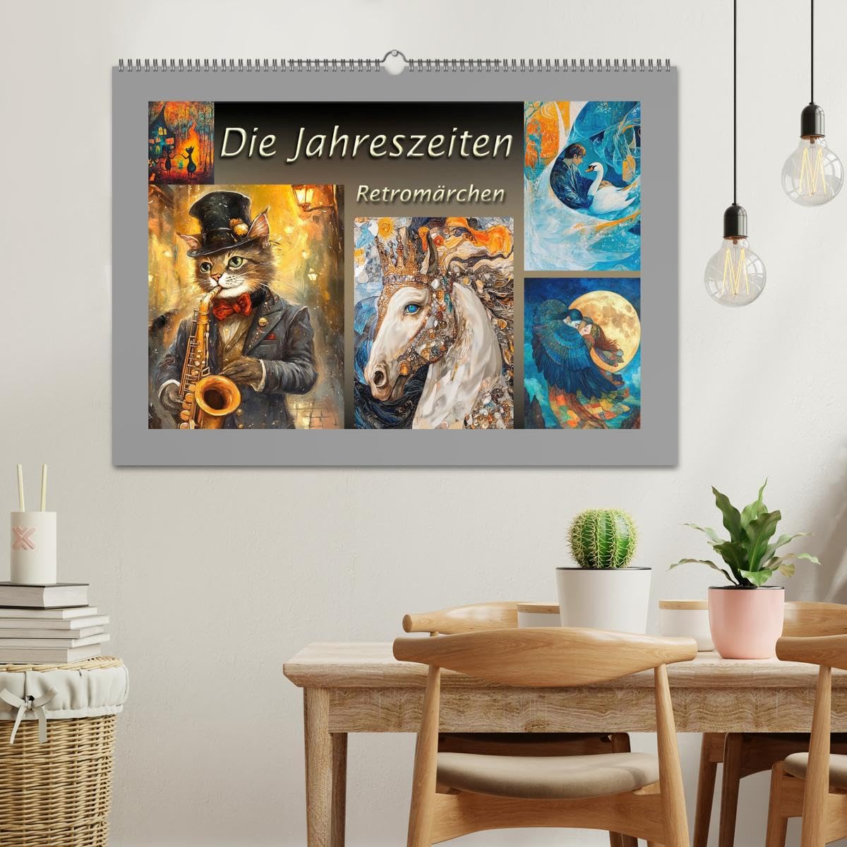 Die Jahreszeiten. Retromärchen (Wandkalender 2026 DIN A2 quer), CALVENDO Monatskalender: Ein zauberhafter Jahreszeitenkalender mit Illustrationen und ... und Englisch bei Amazon. (CALVENDO Kunst)