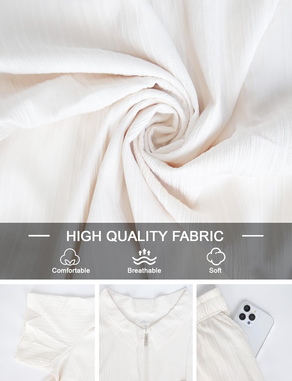 Bealin Mens Summer Beach Outfits 2 Piece Casual Quarter Zip Short Sleeve Vertical Stripe Shirt and Loose Pants Set - Image 7