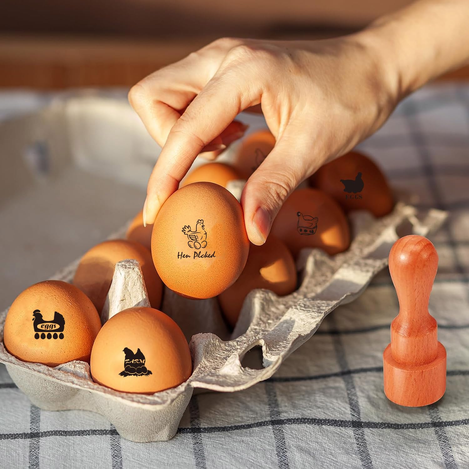 4 stuks Egg Stamper voor kippeneieren, eierstempels voor verse eieren met uw logo (zwart