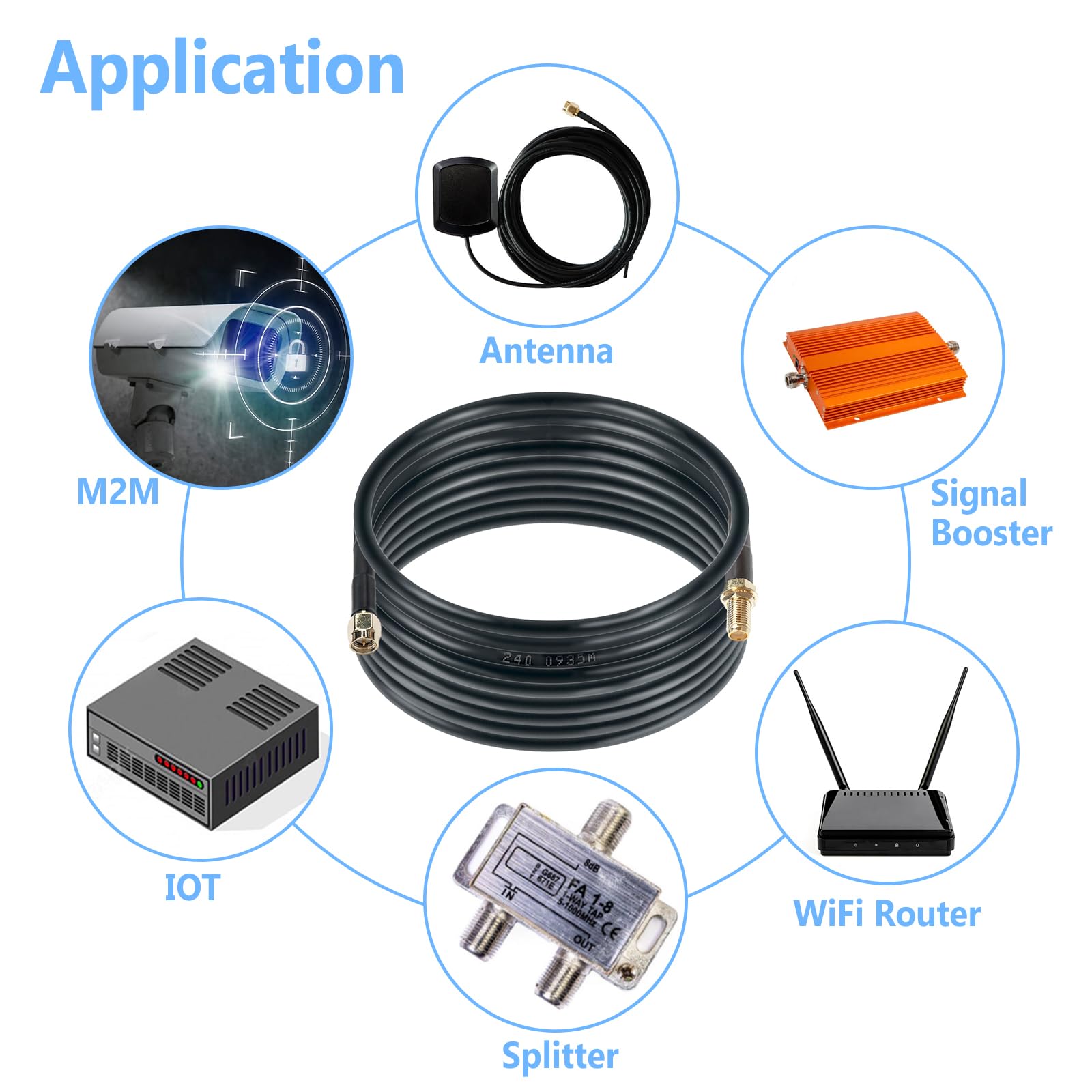 Maswell Cavo coassiale equivalente LMR240, 5 m, 50 Ohm, cavo di prolunga SMA a bassa perdita, da maschio SMA a femmina SMA per 5G 4G+ LTE WiFi GPS cellulare GNSS Router antenna esterna (non per TV)