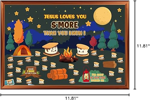Miniatura 8 de Jesus Loves You S'more - Juego de tablones de anuncios cristianos, decoraciones de escuela dominical para aula, versículos religiosos de la Biblia,