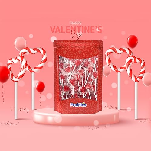 Miniatura 2 de Mini paletas para el día de San Valentín con forma de corazón rojo con sabor a fresa, envueltas individualmente, paletas de 0.18oz, aprox. 40