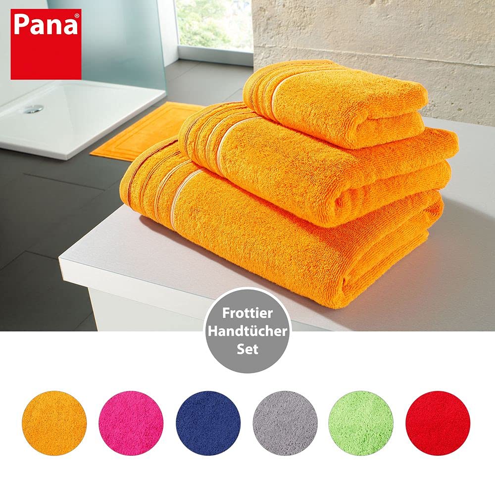 PANA Seria frotte Jasmina • zestaw ręczników frotte • miękki dywanik łazienkowy • 100% bawełna • certyfikat Ökotex • zestaw: 2 ręczniki dla gości + 4 ręczniki do rąk + 2 ręczniki pod prysznic • kolor: pomarańczowy