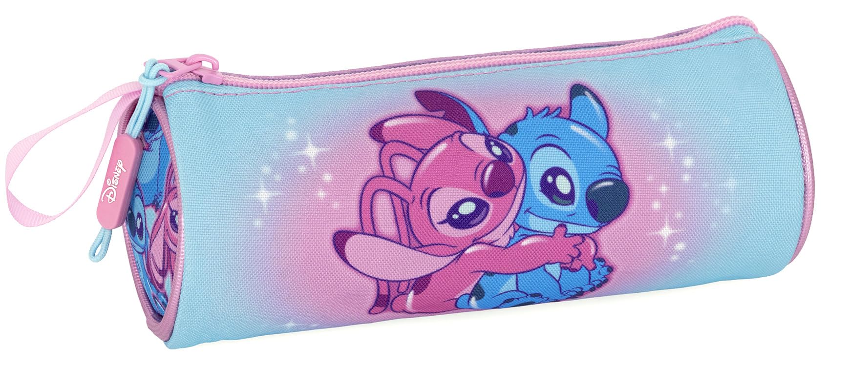 Clondo Ensemble Sac à dos + trousse scolaire pour fans de Stitch et Angel 41 cm, Compartiment matelassé, poche gourde et bandes réfléchissantes
