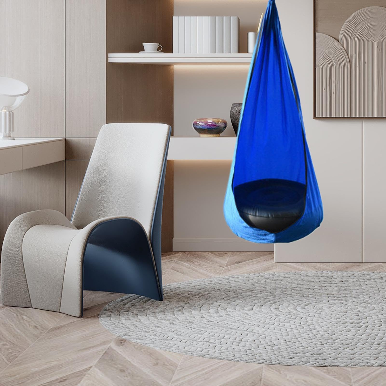 Huśtawka dla dzieci, sensoryczny fotel hamakowy, huśtawka dla dzieci, obracana o 360 stopni, łatwa instalacja i przechowywanie, 140 x 70 cm, do relaksu wewnątrz i na zewnątrz, metoda leczenia