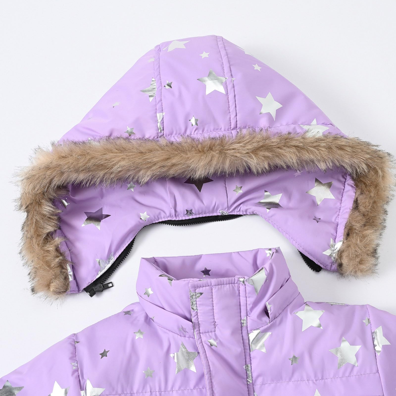 Generisch Cappotto invernale per bambini e bambine, con tasca e cappuccio, giacca da neve per bambini
