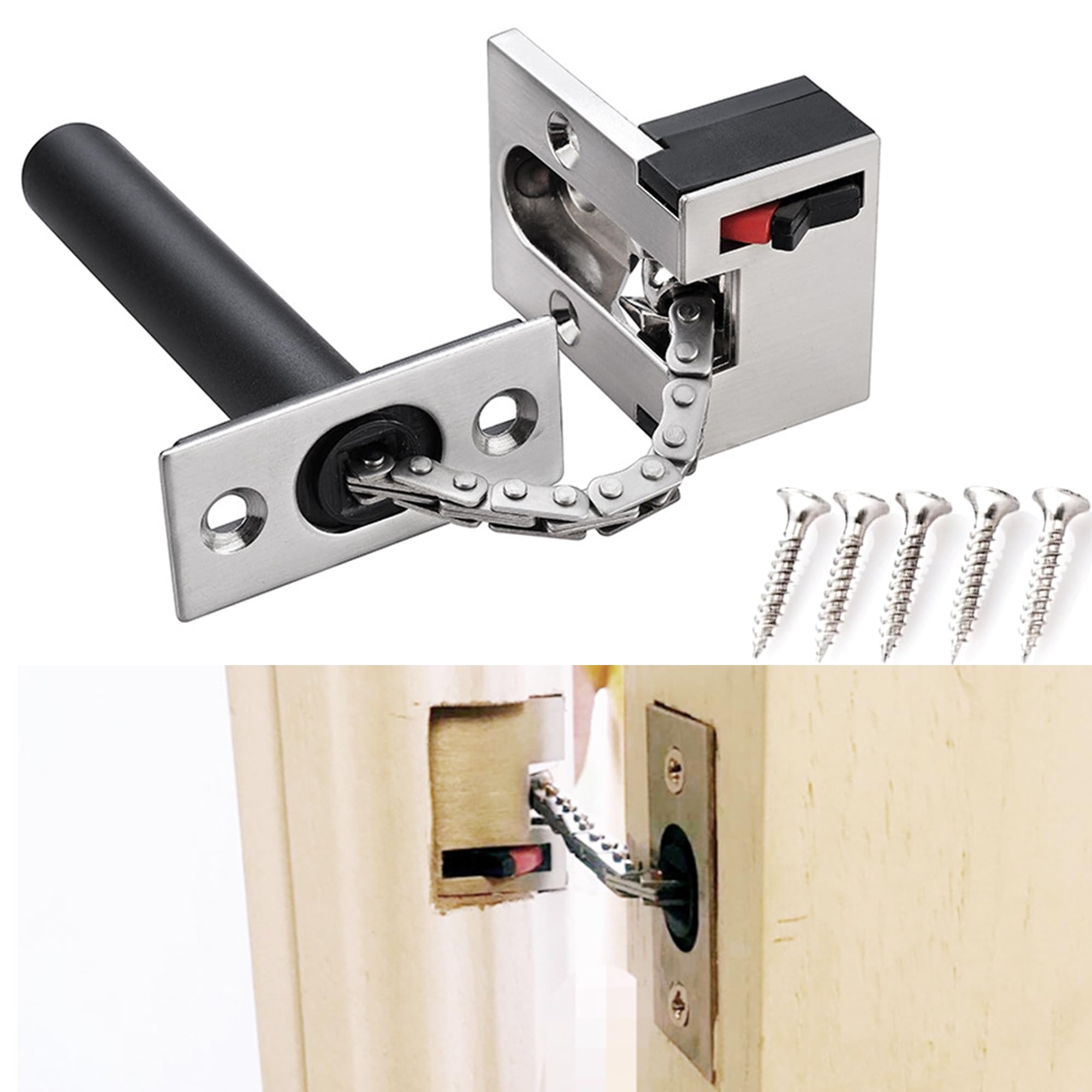 Catena Di Sicurezza Per Porta In Acciaio Inox, Con Piastra E Viti, Doppia Protezione Anti-effrazione, Adatta Per Case, Uffici, Hotel E Appartamenti