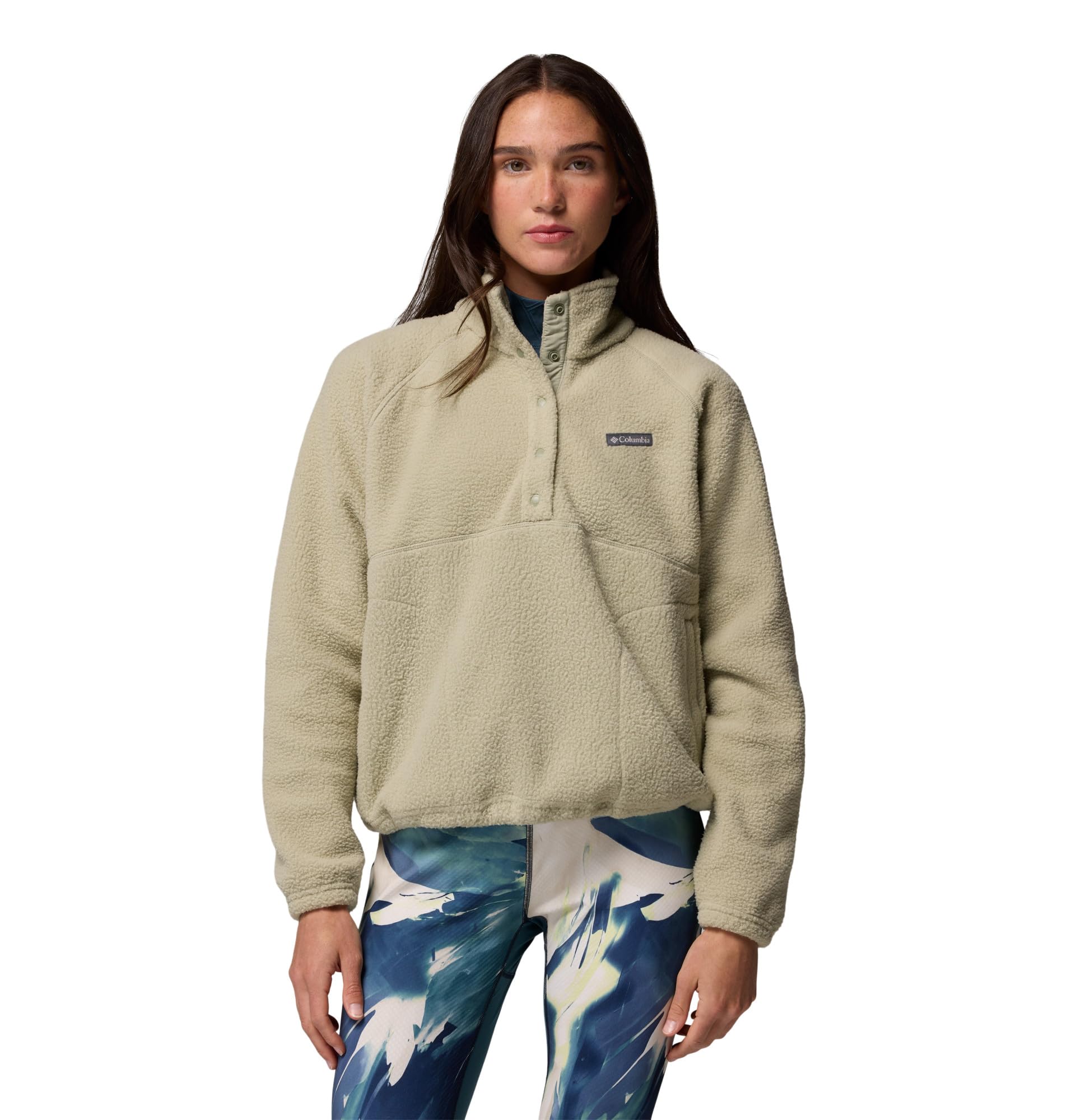 Columbia Women's Jasper Ridge Pebbled Fleece Half Snap, Fleece Pull Over, Safari, X-Large