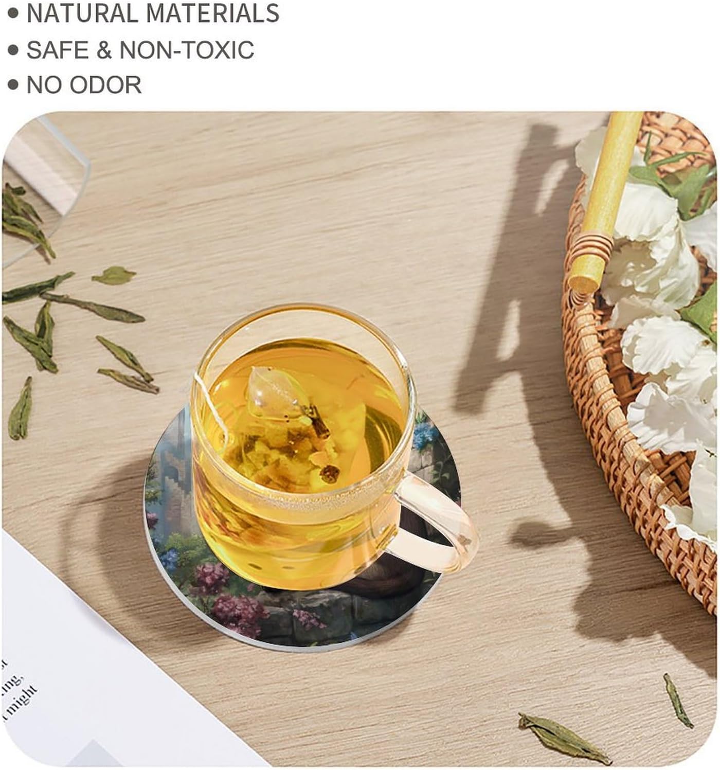 Siamese Cat Castle Funny Round Ceramic Coasters for Drink Absorbent Cup Holders Tabletop Protection