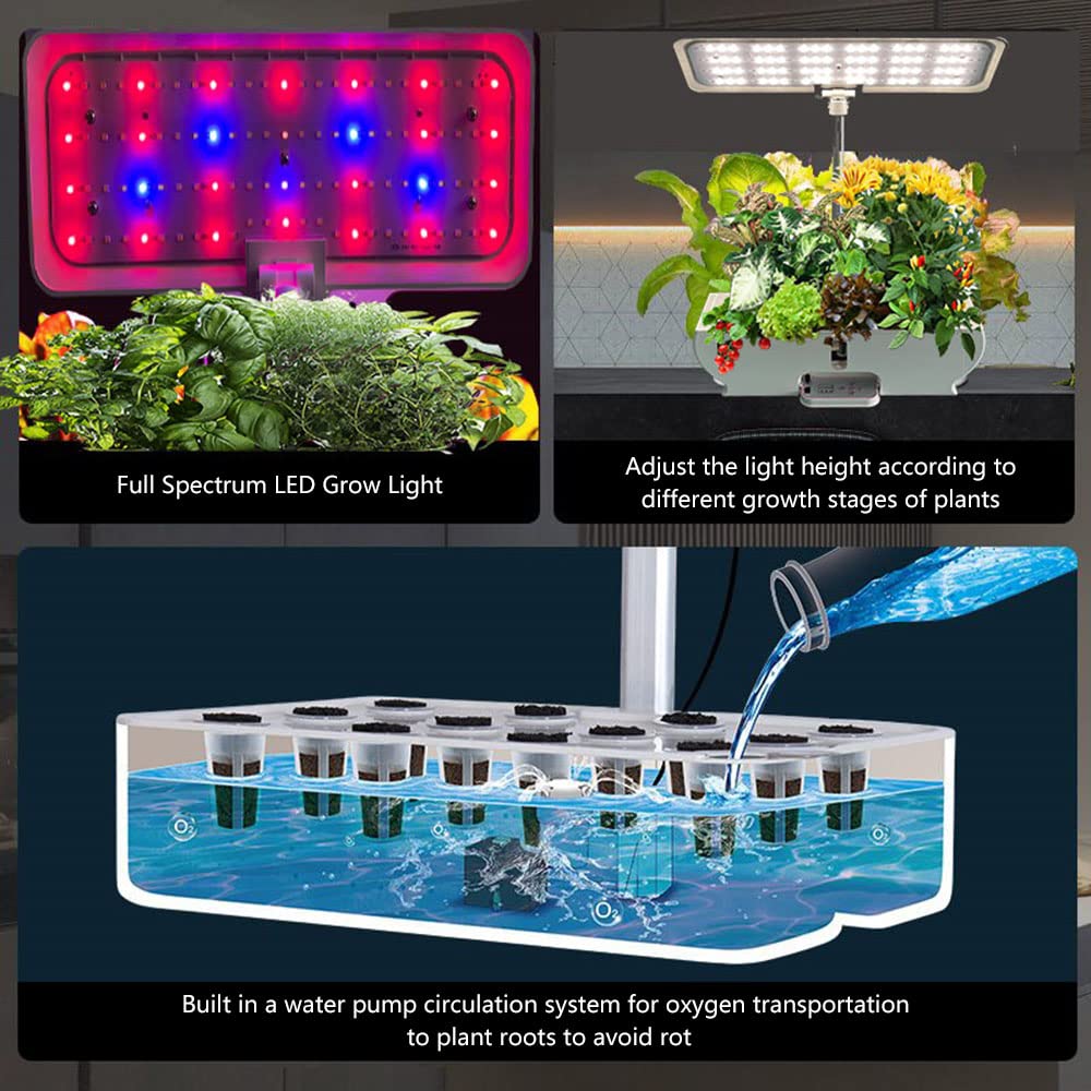 Sistema de riego automático, sistema de crecimiento hidropónico inteligente, set de riego automático con temporizador, luz LED de crecimiento,depósito de agua de 3 l,para plantas en macetas interiores