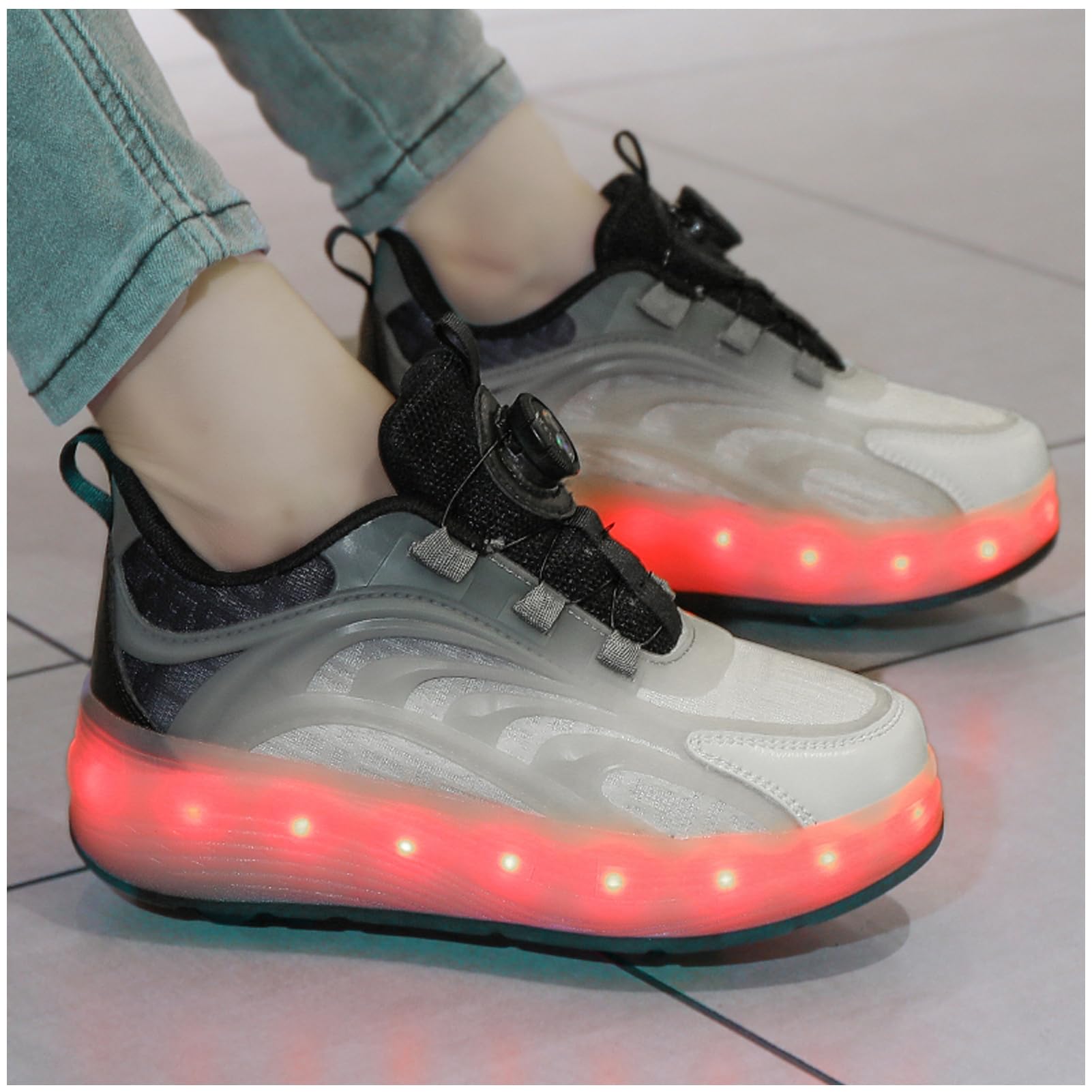 Chaussures à Roulettes Rétractables Enfants - LED Rechargeables - Taille EU 30 Rose - Pour Filles Et Garçons