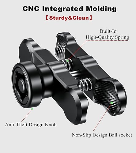 Miniatura 4 de BRCOVAN Brazo de aleación de aluminio antirrobo doble compatible con soportes RAM tamaño B base de montaje de bola de 1 pulgada y soporte de