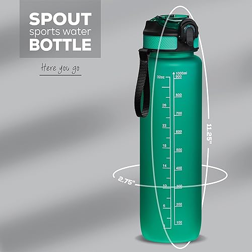 Miniatura 6 de Botella de agua motivacional de 32 onzas con marcador de tiempo, botella deportiva con boquilla para mantenerte hidratado todo el día, a prueba de