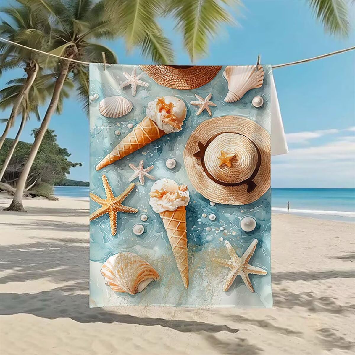 Telo Mare XXL 220x100cm/35x70cm, 2 Set Telo Mare Microfibra Gelato Asciugamano Palestra Uomo, Antisabbia, Leggero, Asciugatura Rapida, Teli da Spiaggia Grandi Accessori per Camping Natation Yoga K-9