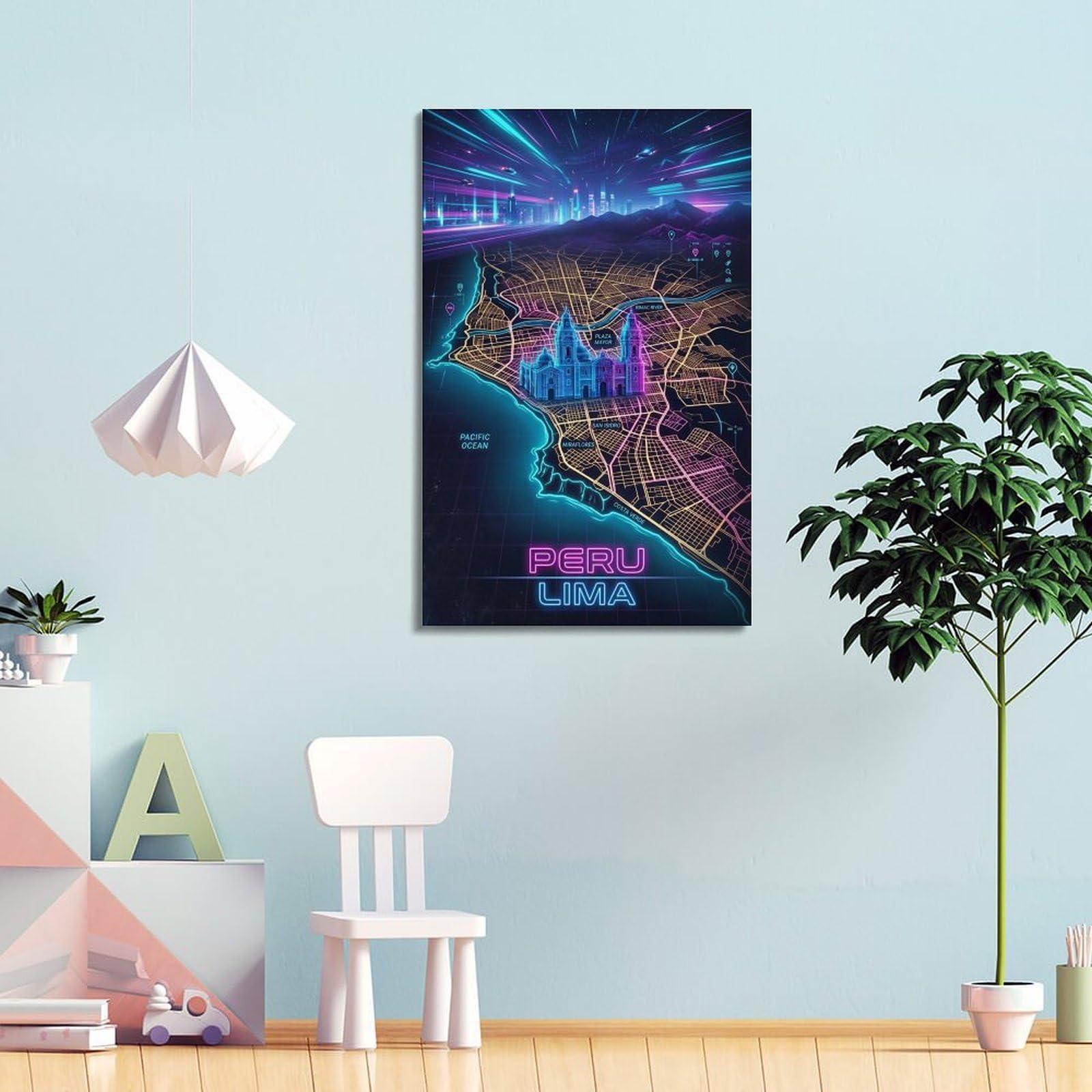 XKUGA Poster con stampa su tela decorativa moderna per camera dei videogiochi, Perù Lima anni '80, ideale per la famiglia, la grotta degli uomini, la sala giochi, la camera da letto di ragazzi e