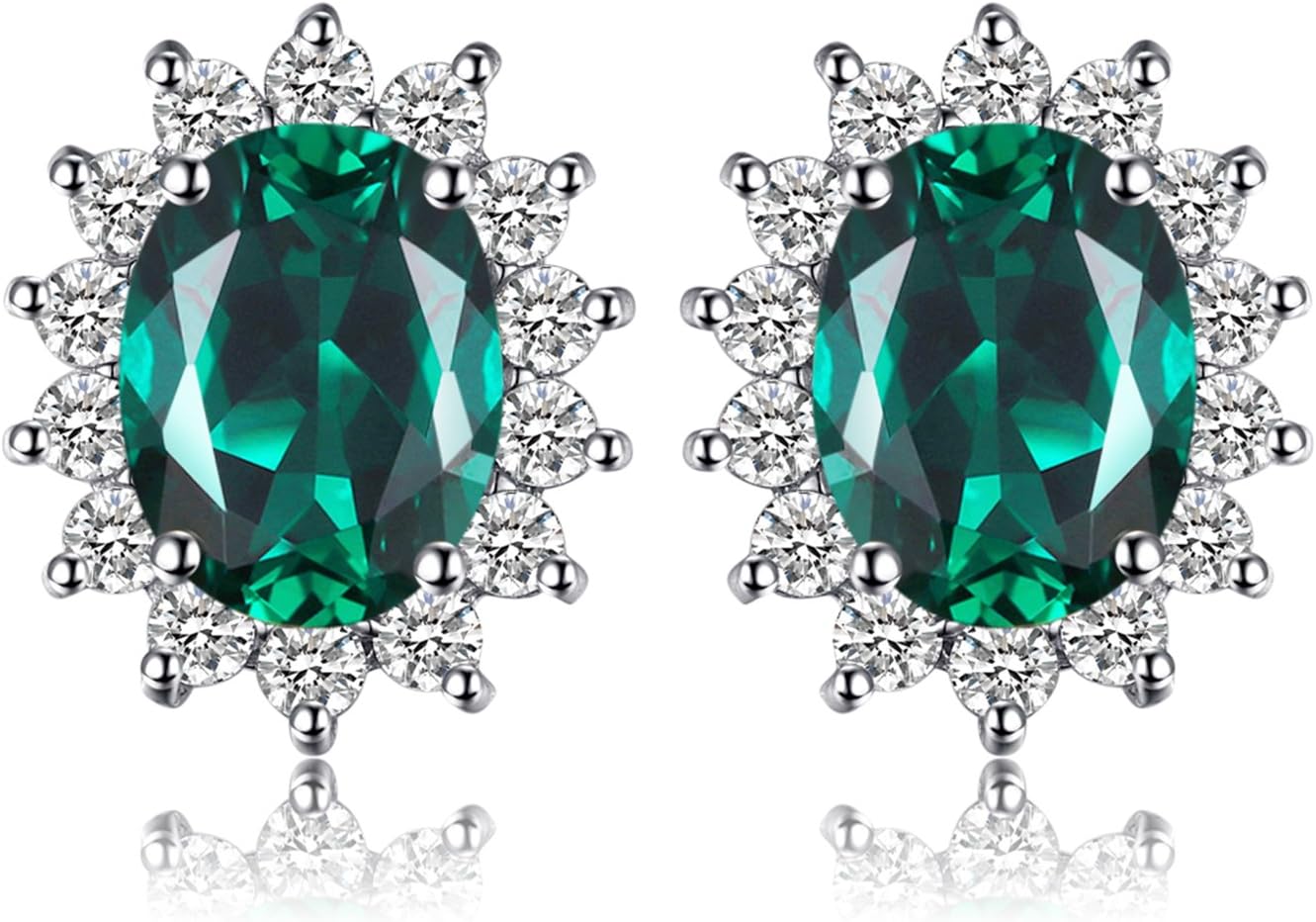 Princess Diana Kate Middleton Class Gemstone Birthstone Sapphire Emerald Ruby Stud Earrings for Women, 14k Gold Plated 925 Sterling Silver Earrings for Women, Earings Set, Small, Stone