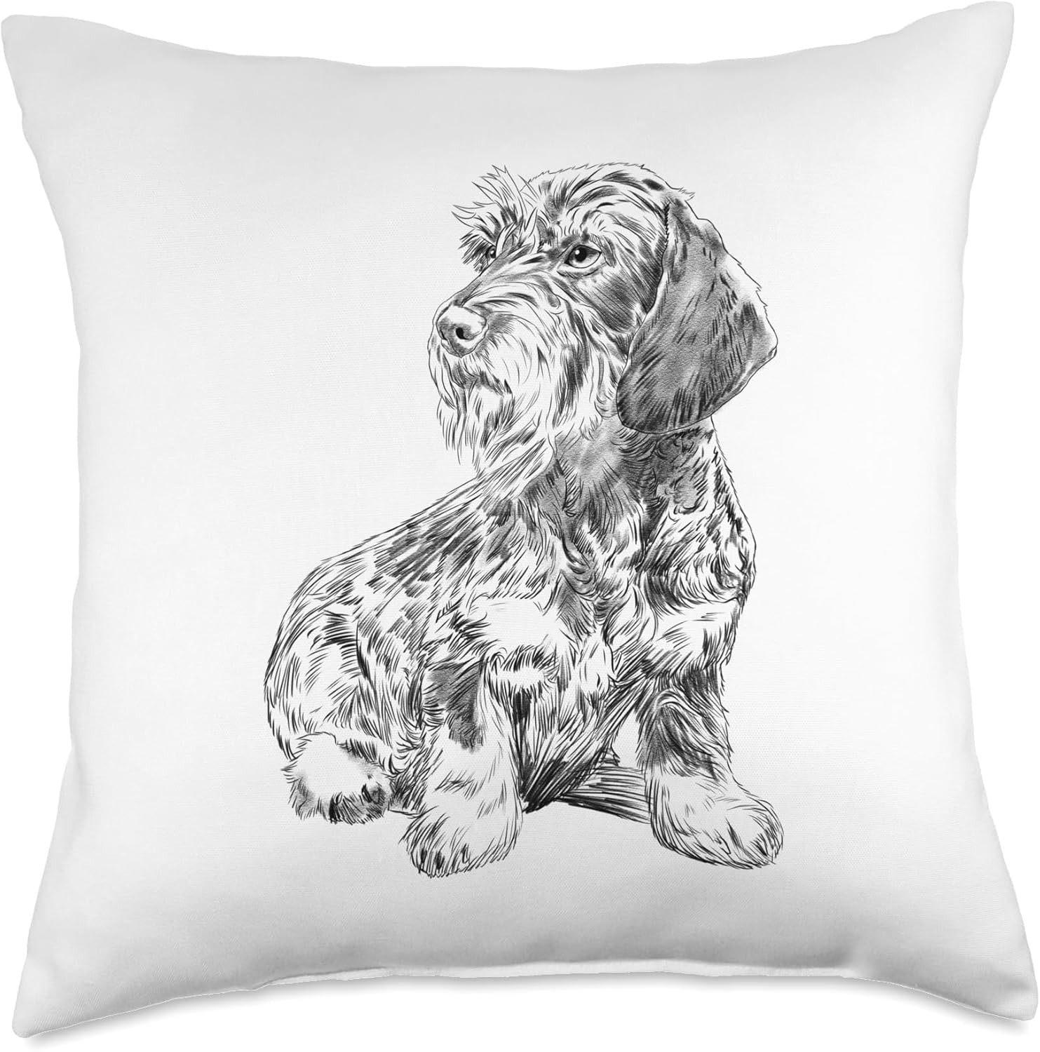 Sitting Dog Wirehaired Dachshund Throw Pillow