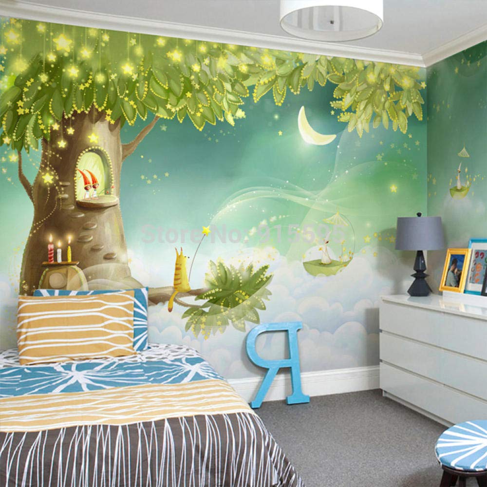 Chambre d'enfants magique avec le papier peint mural bande dessinée 3D