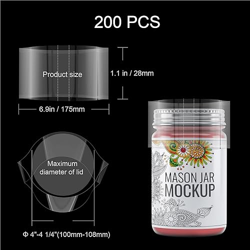 Miniatura 11 de Bandas retráctiles para botellas, frascos, selladores de plástico retráctiles, bandas termorretráctiles, sellado de tapa para frascos, botellas