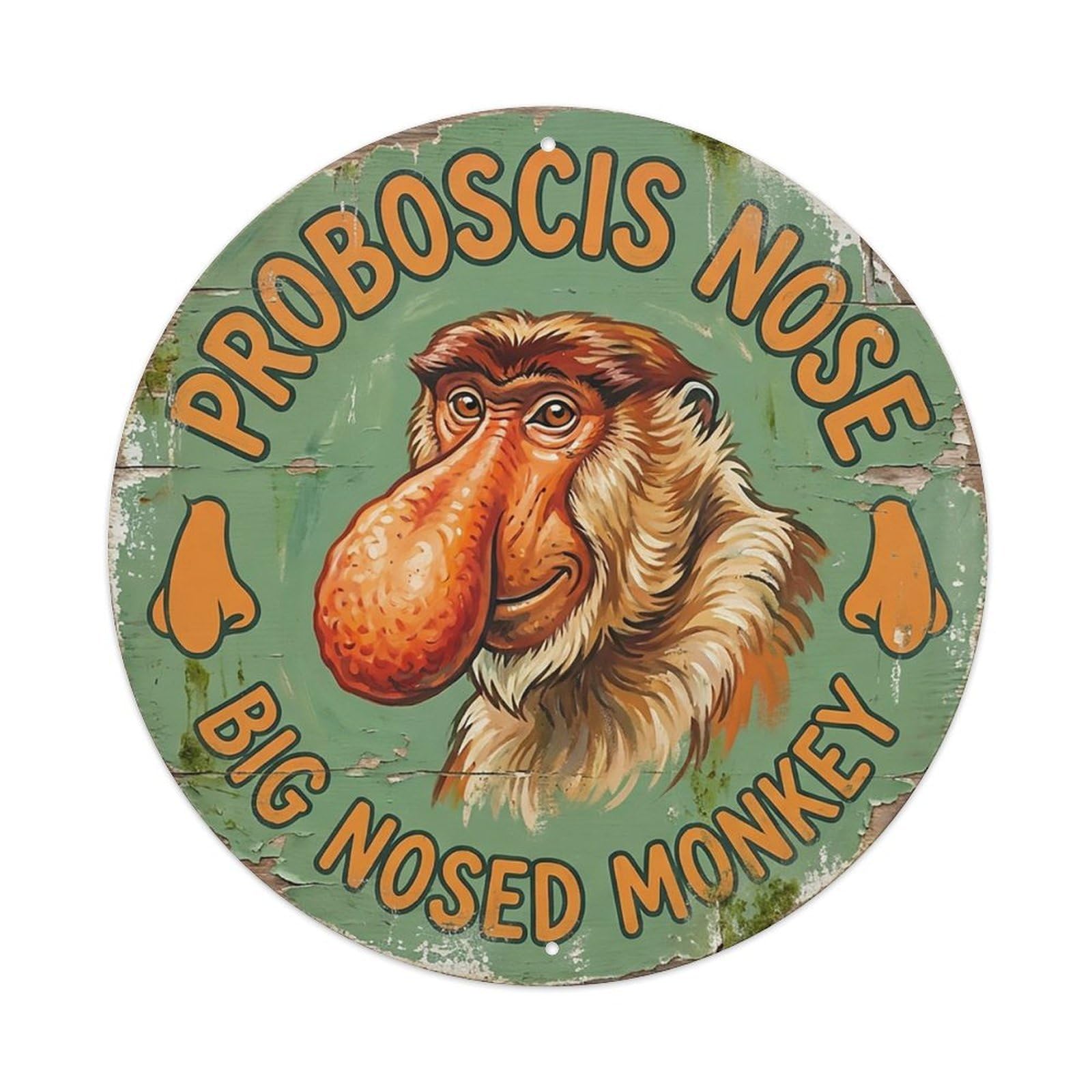 Cxhjca 8X8inch(20X20cm) Proboscis Nose Big Nosed Monkey Metal Tin Sign