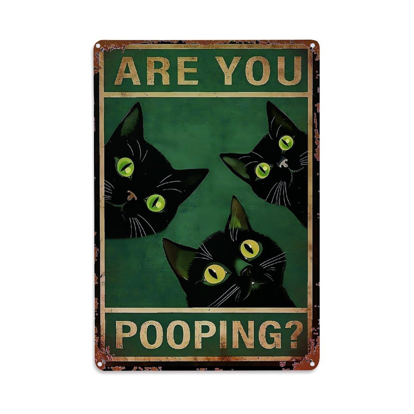 Three Black Cats Green Background Retro Metal Tin Sign, Vintage Metal Poster for home, Gaming Room, Studio Workshop,Bar,Garage Wall Art Decor 8x12 Inch