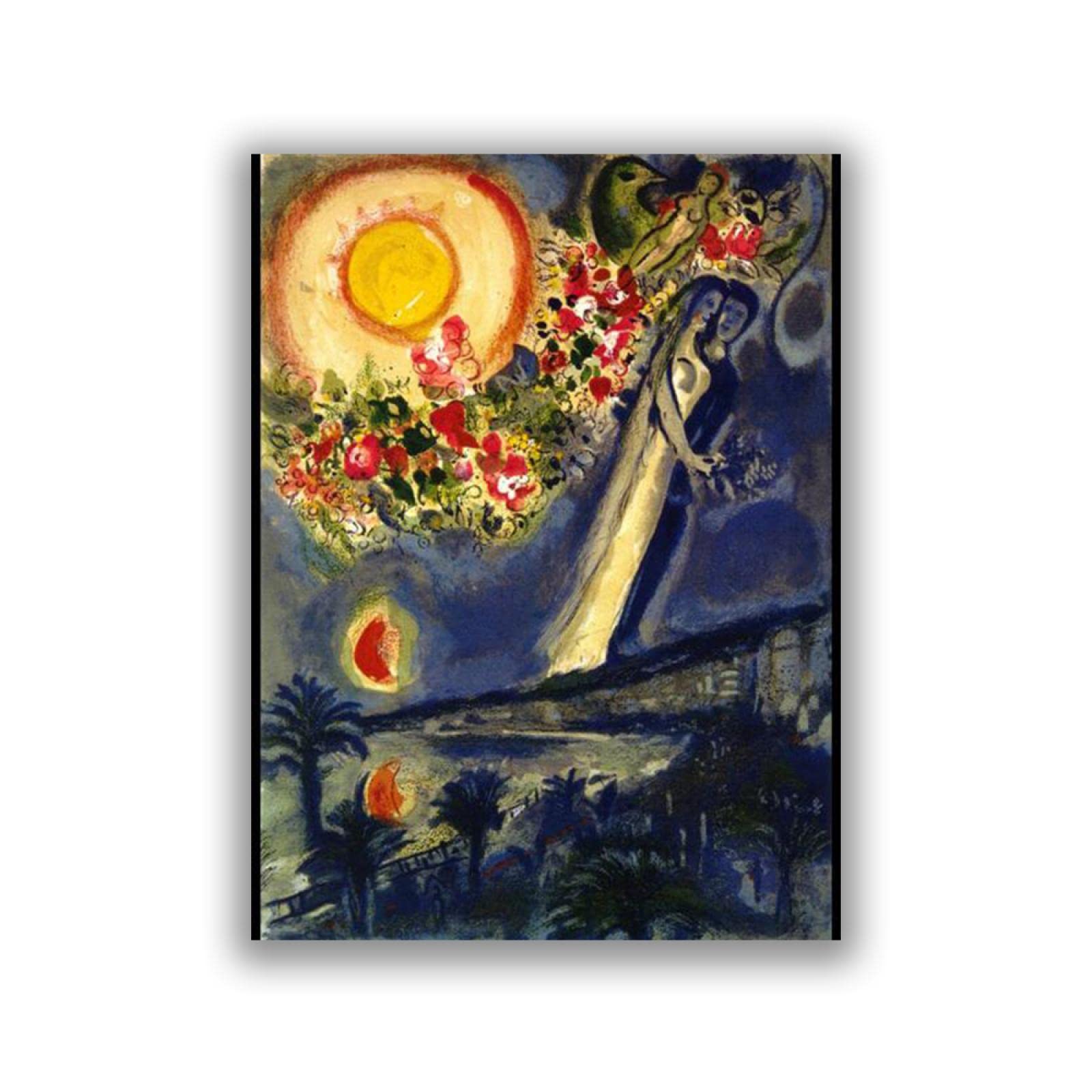 Amazon.co.jp: マルク・シャガール-有名な絵画の版画-ニースの空の恋人 