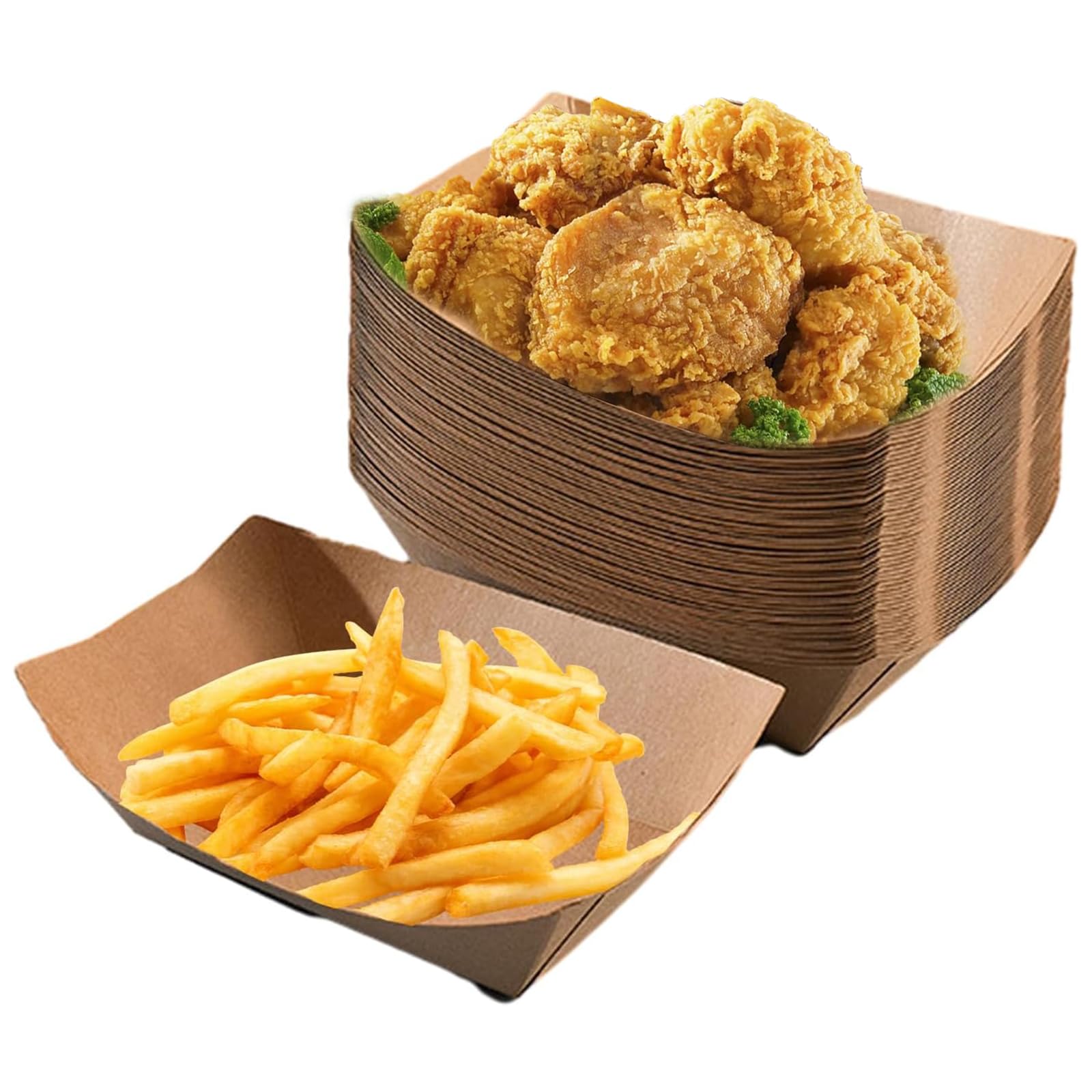 Pack of 50 Paper Bowls, Finger Food Bowls, Kraft Cardboard Bowls, Chip Bowls, Curry Sausage Bowls, Salad Bowls for Finger Food, Paper Bowl for Chips, Snacks, Macaroons, Curry Sausage, Salad