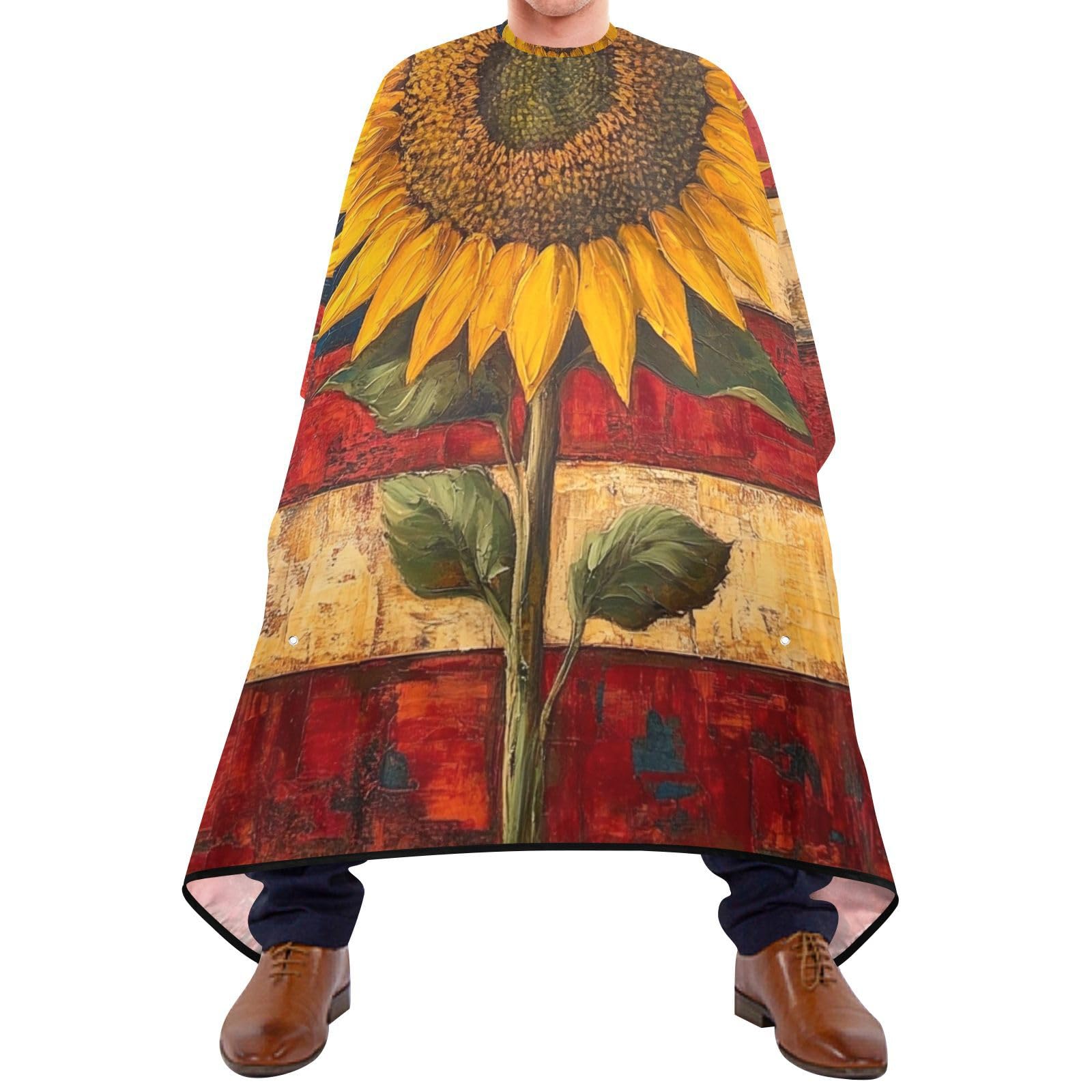Hezely Sunflower and Flag Hair Dye Cape, Barber Cape for Adults,Waterproof Salon Cape,Waterproof Hairdressing Styling Hair Cutting, 65