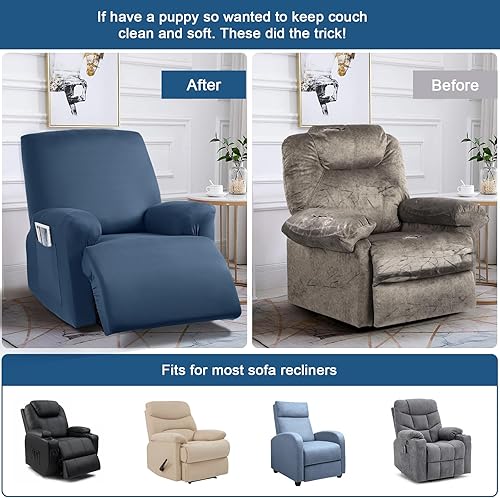 Miniatura 4 de TAOCOCO Fundas para sillas reclinables, tela de poliéster elástico, 3 piezas para sillones reclinables grandes, suaves, transpirables y agradables