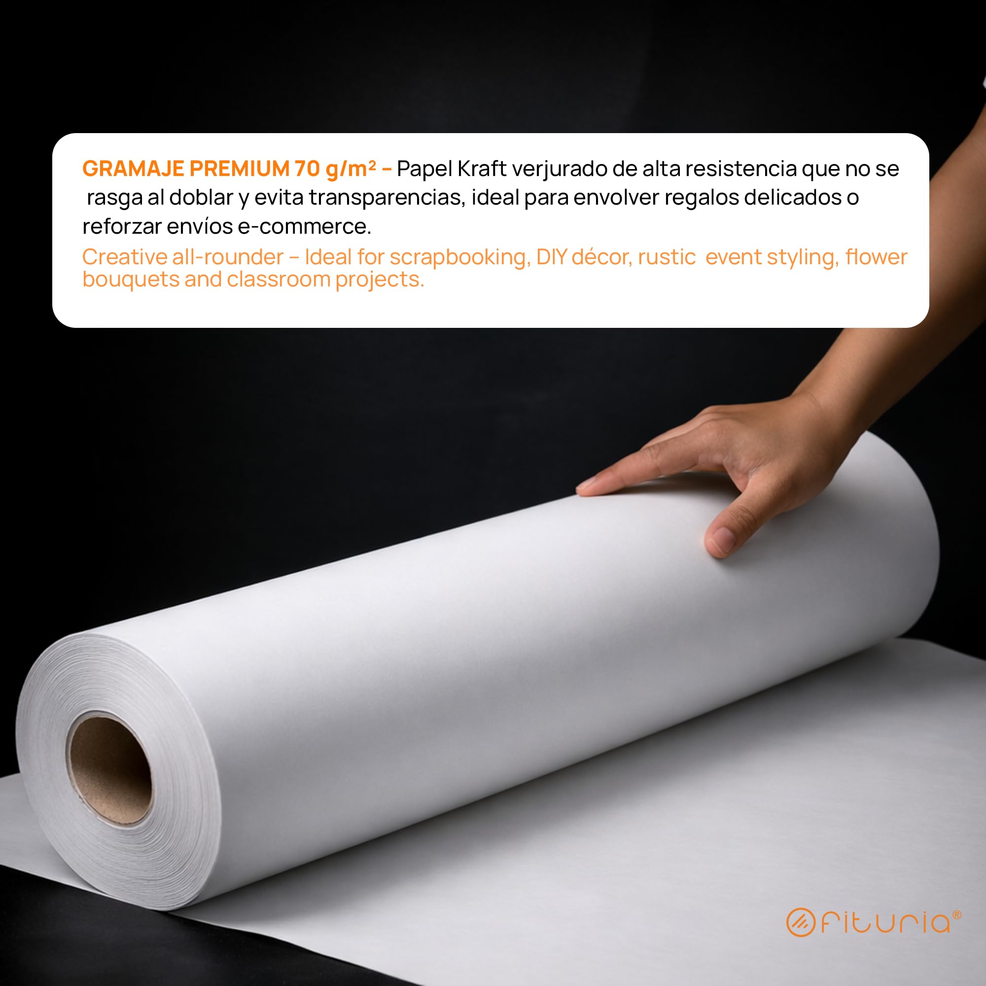 OFITURIA Papel Kraft Bianco - Rollo 1x3m - 6 Rotoli - Carta da pacchi e carta da regalo, carta da imballaggio per spedizioni e fai-da-te, resistente e facile da tagliare