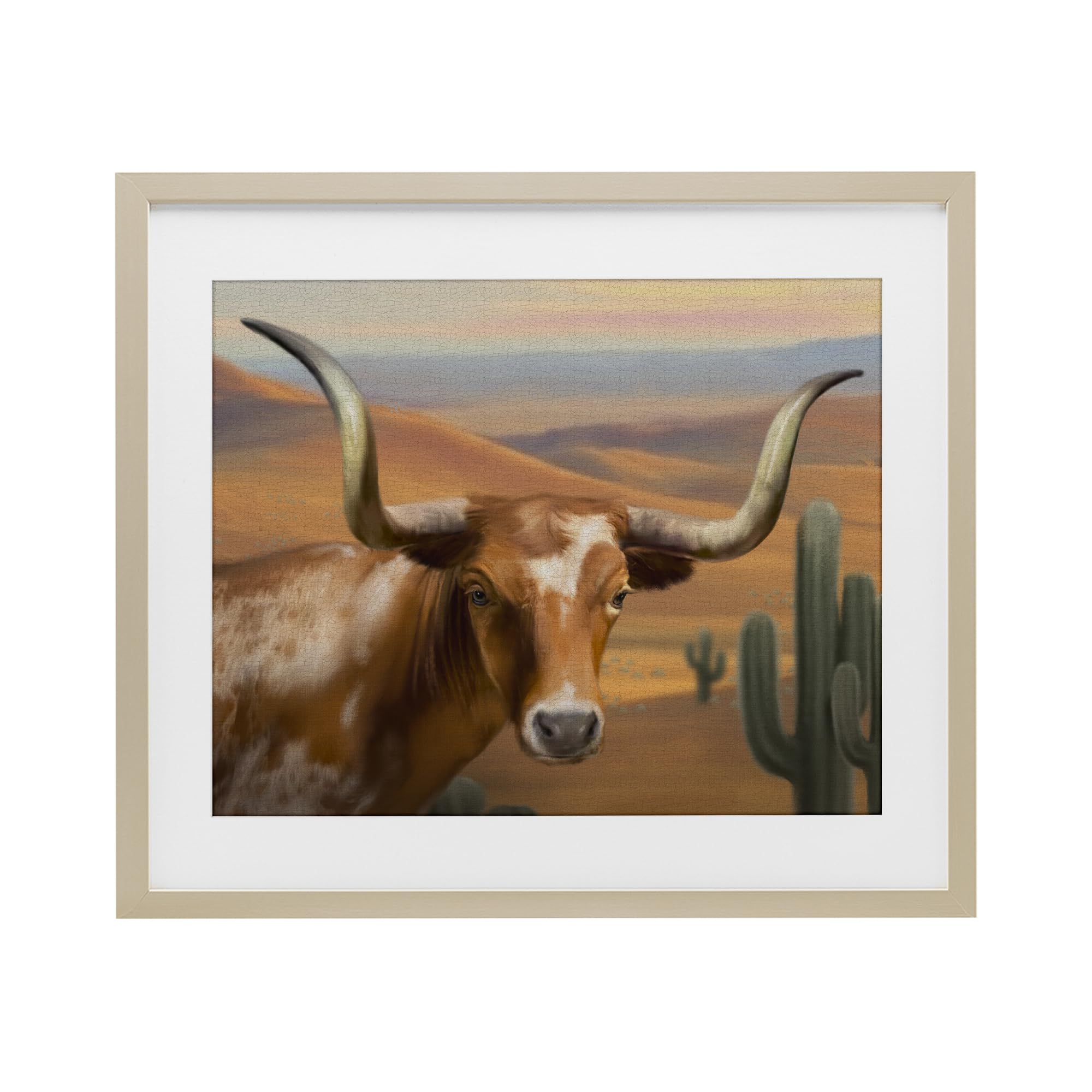 Stupell Industries Harvest Pine (Textured) 'Longhorn Western Landscape'| Framed Print Under Glass