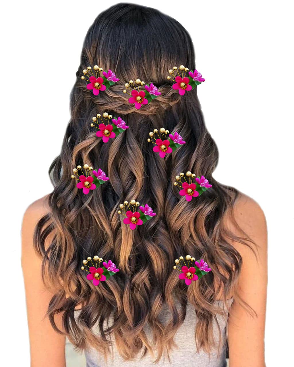 See full amazon price history chart for Ansh Artificial Plastic Flower with Pearl and Stone Design Hairpin/Hair Clip/Judabun | Bridal Hair Accessories for Wedding, Festival for Women & Girls - Dark Pink, 2206, Combo of 10 Ansh Artificial Plastic Flower with Pearl and Stone Design Hairpin/Hair Clip/Judabun | Bridal Hair Accessories for Wedding, Festival for Women & Girls - Dark Pink, 2206, Combo of 10 (B0CGZW64G6) Amazon Price History, Amazon Price Tracker