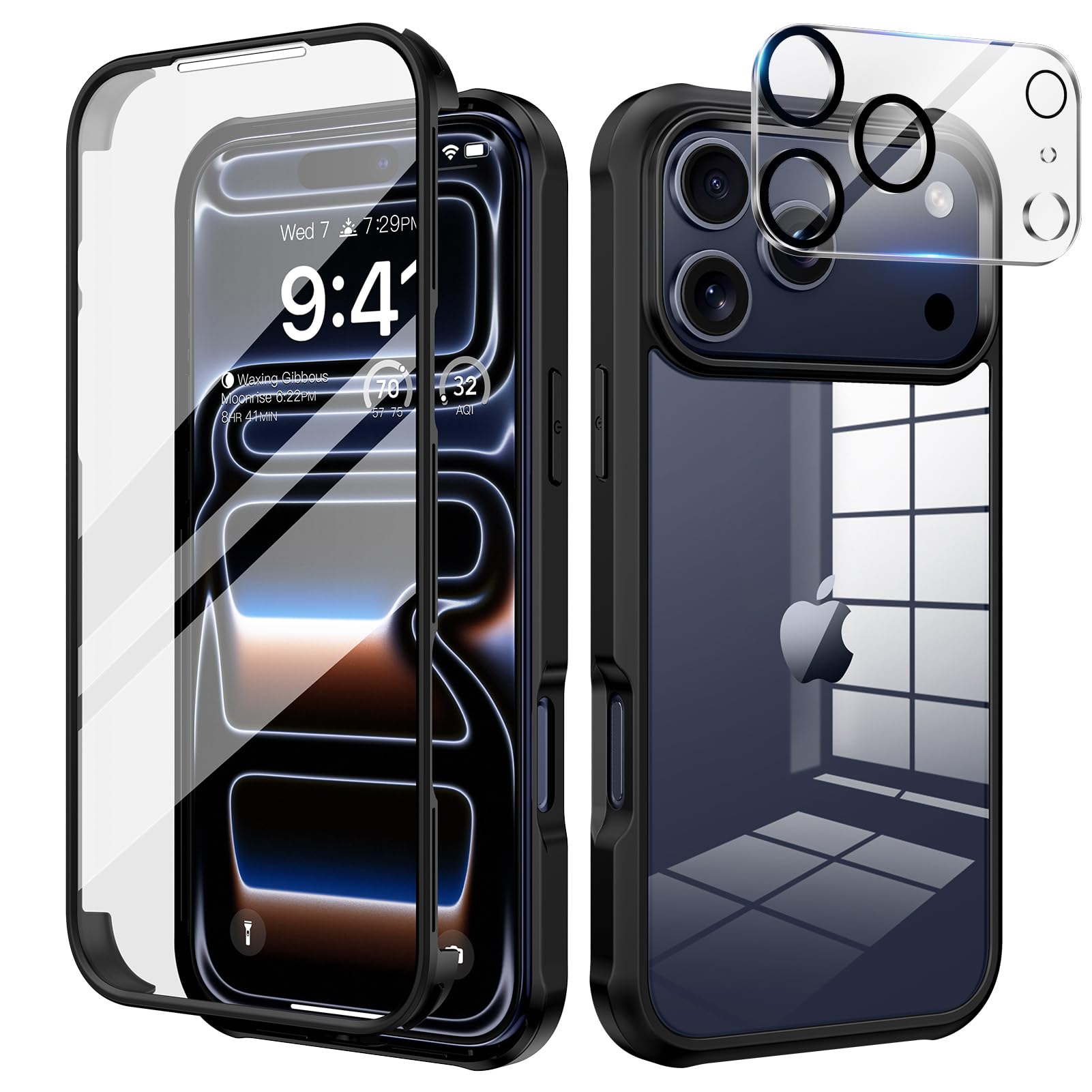 CENHUFO Privacyhoesje compatibel met iPhone 17, past op Magsafe, ingebouwde privacyschermbeschermer en camerabescherming, 360° volledig schokbestendig, anti-spy telefoonhoesje voor iPhone 17 6,3 inch