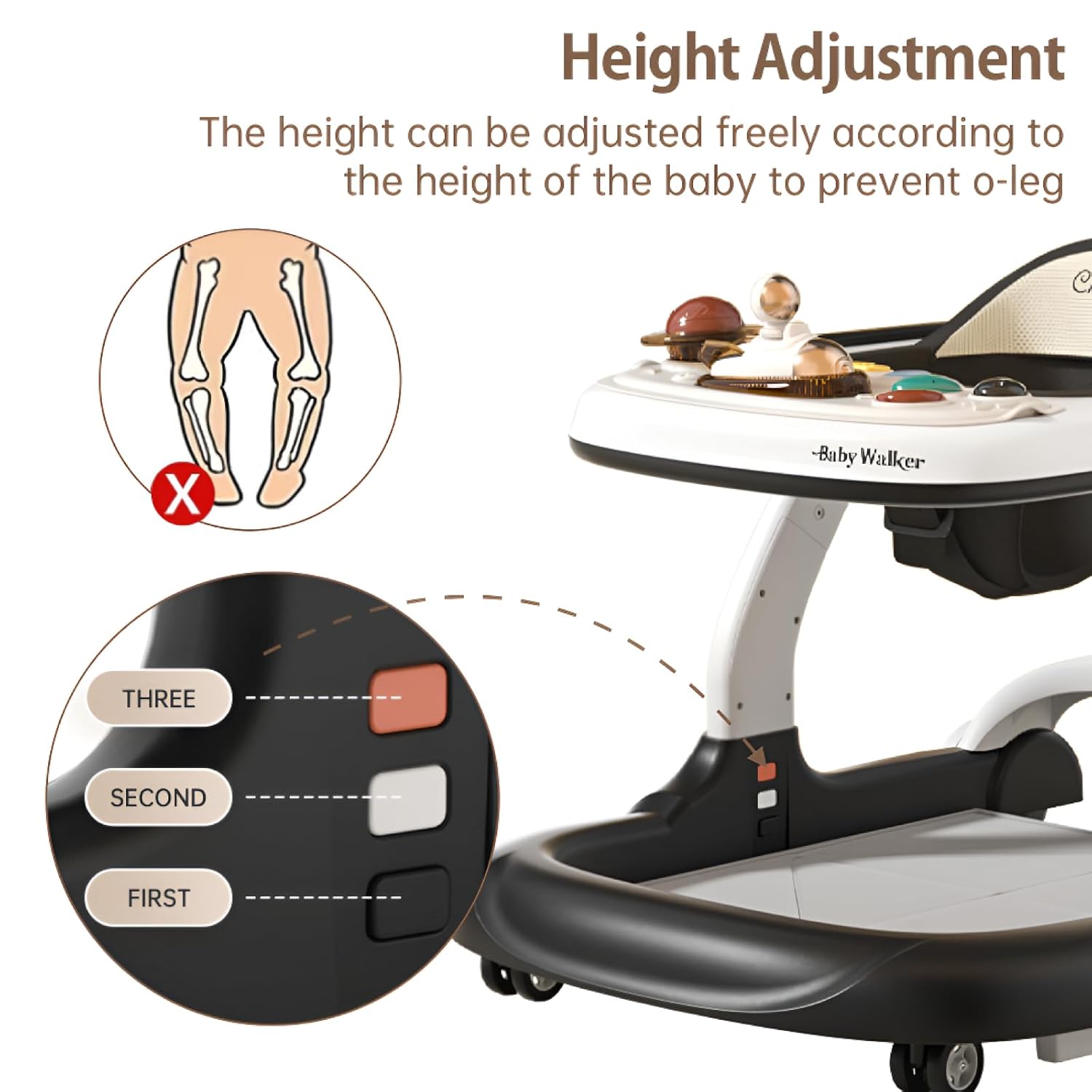 Baby Walker with Wheels Music and Lights with 9 Adjustable Heights Anti-Fall Baby Walker and Bouncer Combo for Boys Girls Babies 6-18 Months