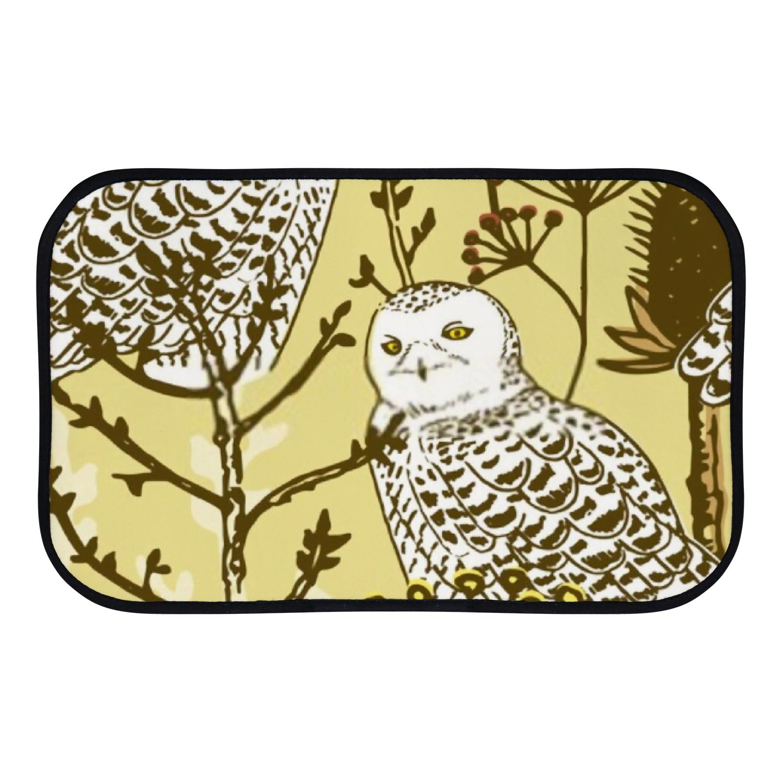 Nuansexi Bathroom Rugs Owl Winter Forest Hand Drawn Style Floor Mats Non Slip Bathmat Doormat Tub Mat Coral Velvet Absorbent Entrance Carpet Mats Machine Washable Bedroom Decor