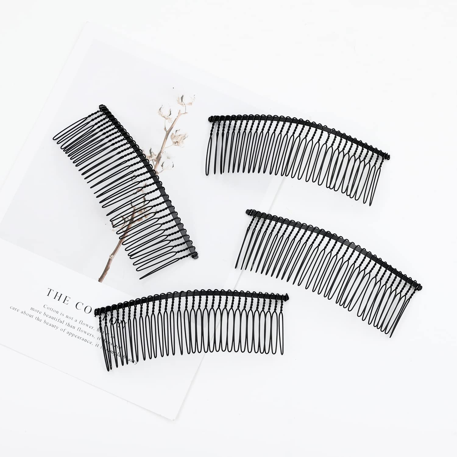 Lawie 20 Pack Bulk 30 Teeth Large Wide Black Metal Side Hair Combs Base Wire Twist Hair Comb Clips Wedding Bridal Veil Combs Decorative Headpiece French Twist Updo Bun Holder Accessories - Image 7