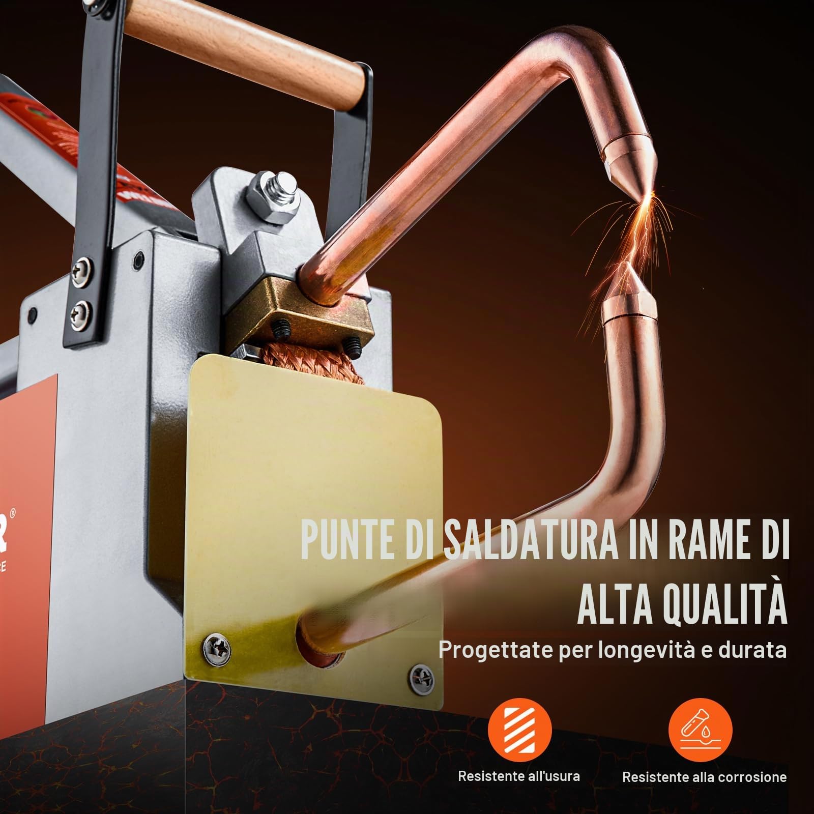 VEVOR Saldatore a punti portatile, spessore 1/8", saldatrice a punti, capacità di ingresso 8 kVA, saldatrice punta per lamiera di acciaio al carbonio, acciaio inossidabile, lamiera