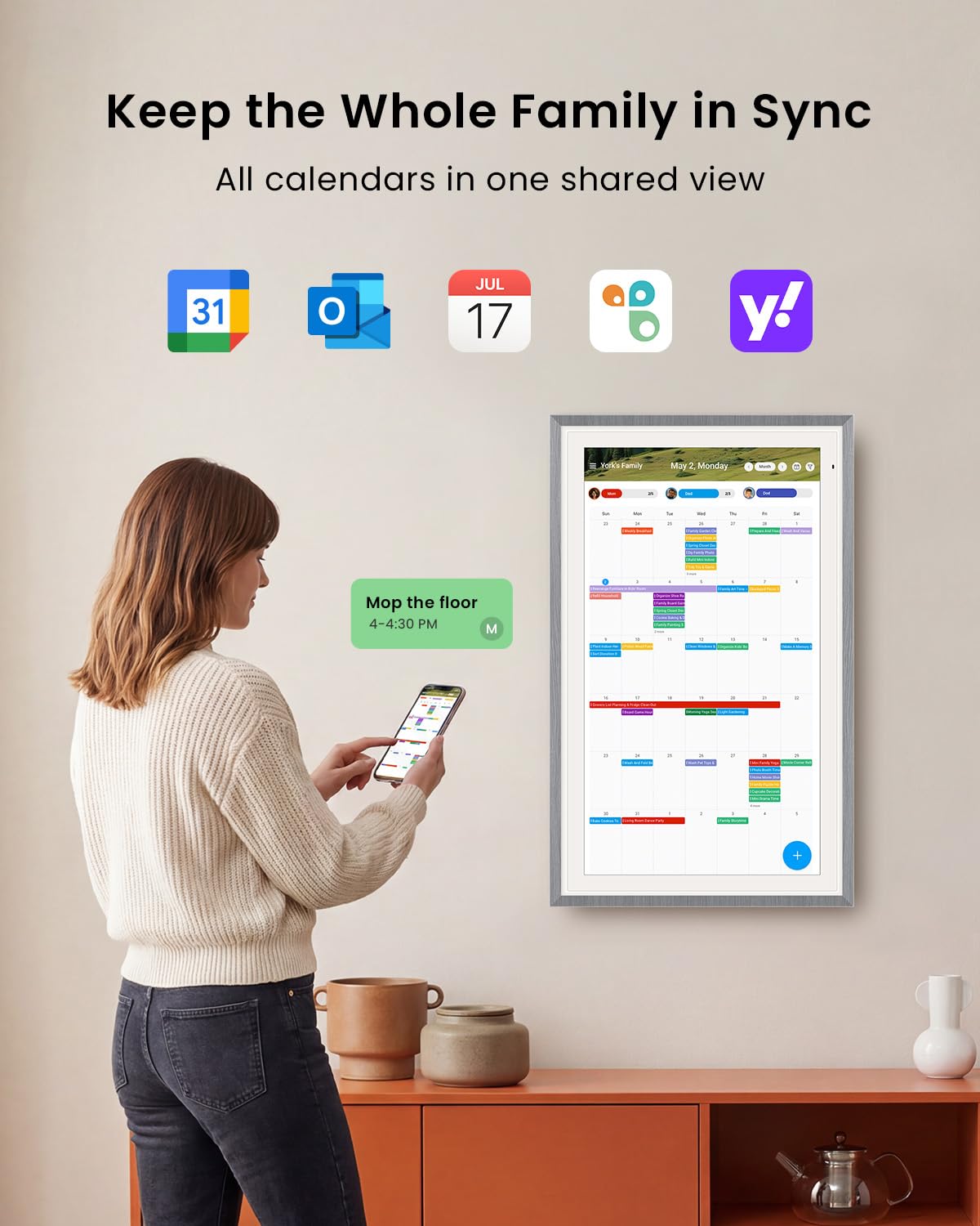ApoloSign 68,6 cm (27 Zoll) digitaler Kalender: Dual-Mode-Kalender mit Google Play & Multi-Kalender-Synchronisation, elektronischer Planer und Aufgabendiagramm, intelligenter Touchscreen, interaktives